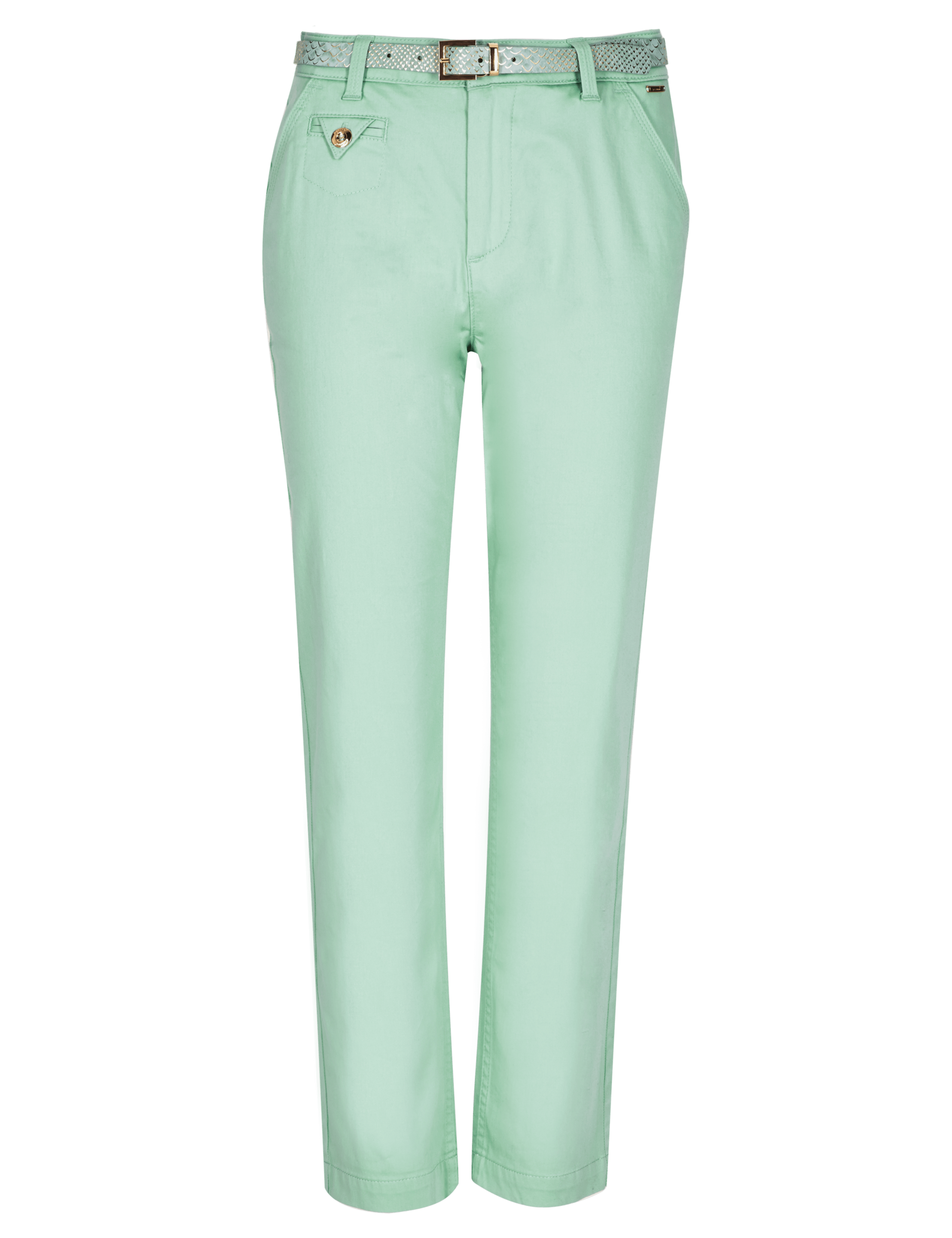 Roma Rise Cotton Rich Straight Leg Cropped Trousers with Belt 2 of 4
