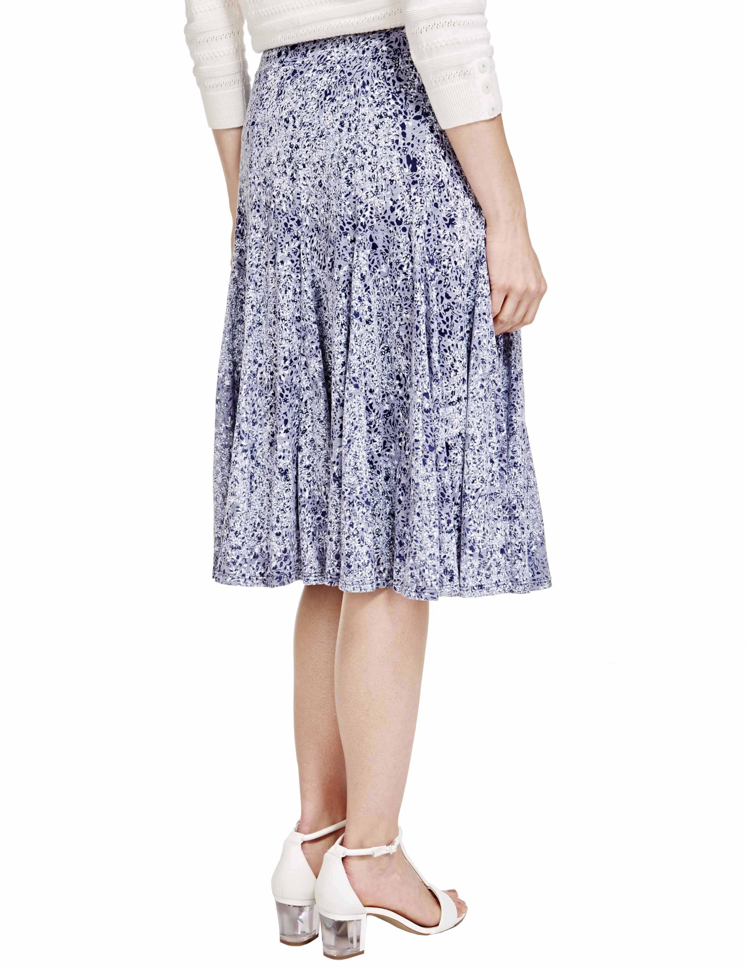 Burnout Petal Print A-Line Skirt 4 of 4