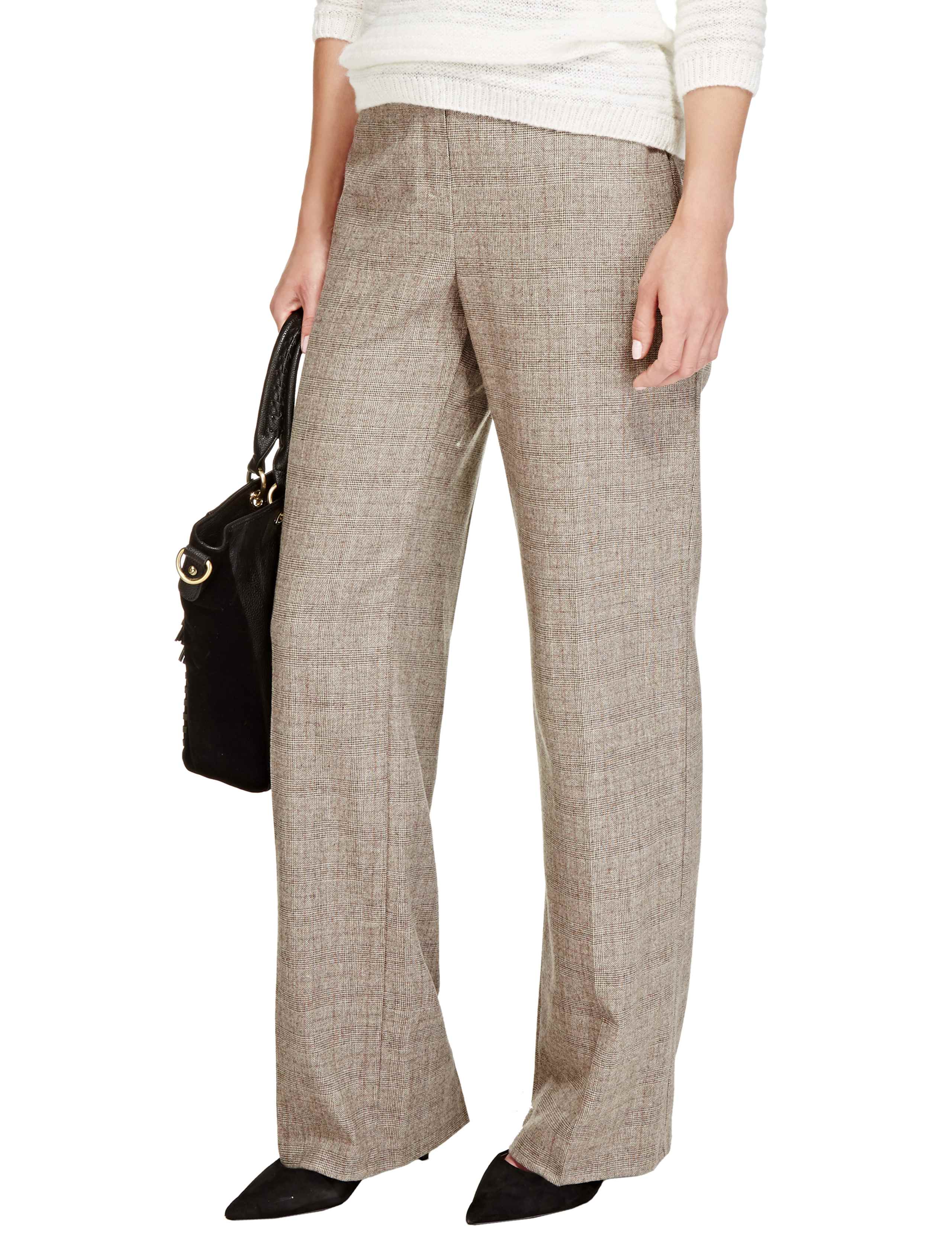 Checked Wide Leg Trousers with Wool 1 of 3