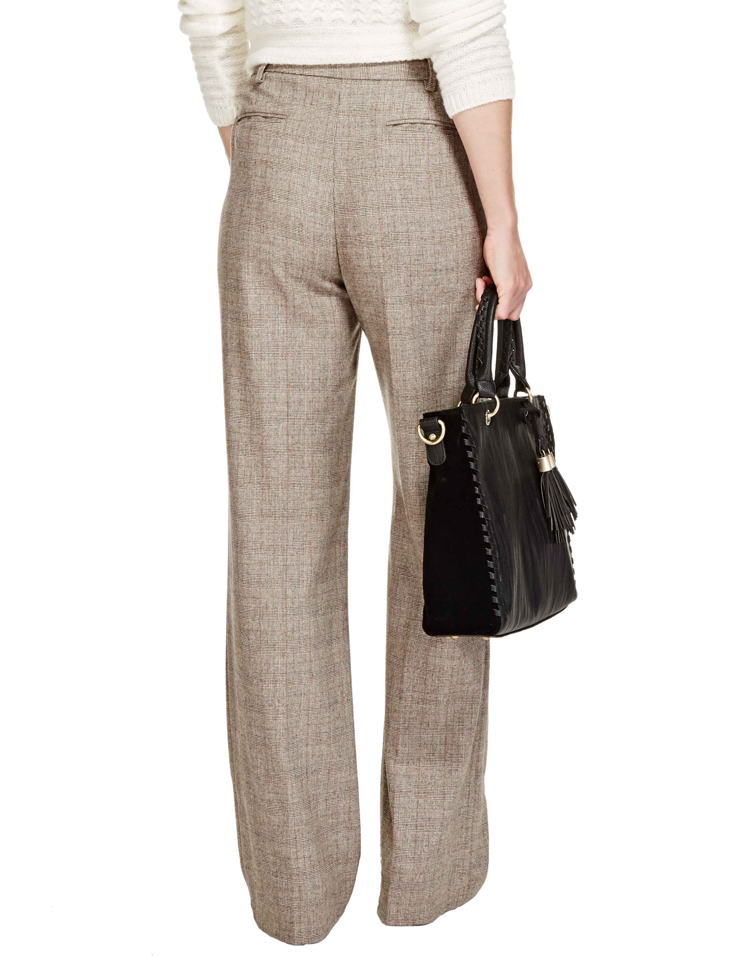 Checked Wide Leg Trousers with Wool 3 of 3