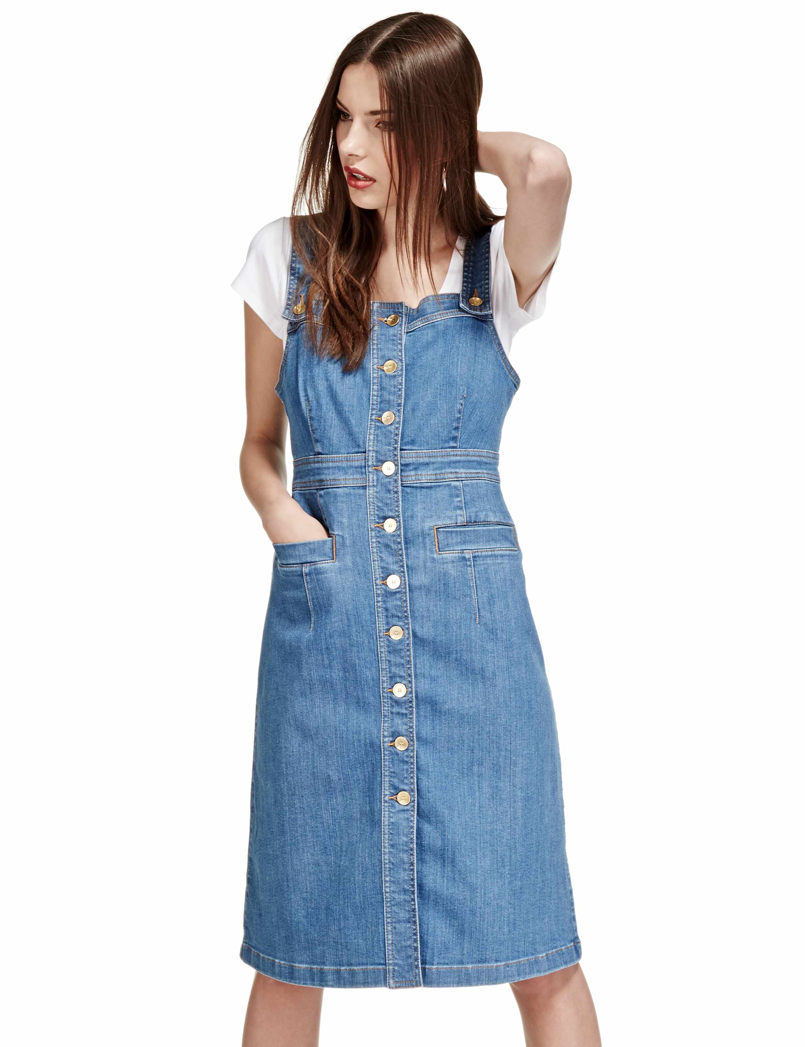Denim Pinafore Dress 1 of 4
