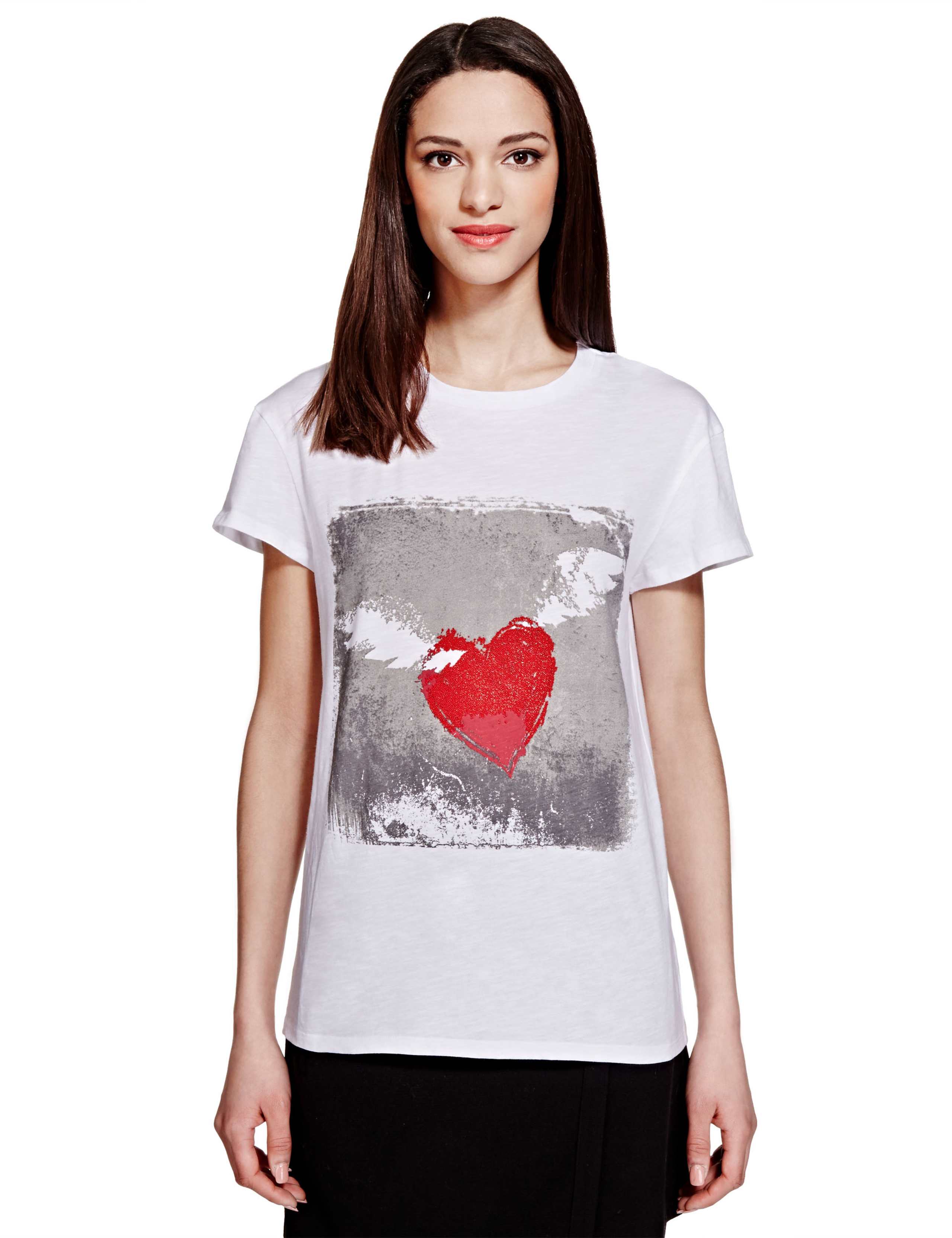 Pure Cotton Winged Heart T-Shirt 1 of 6