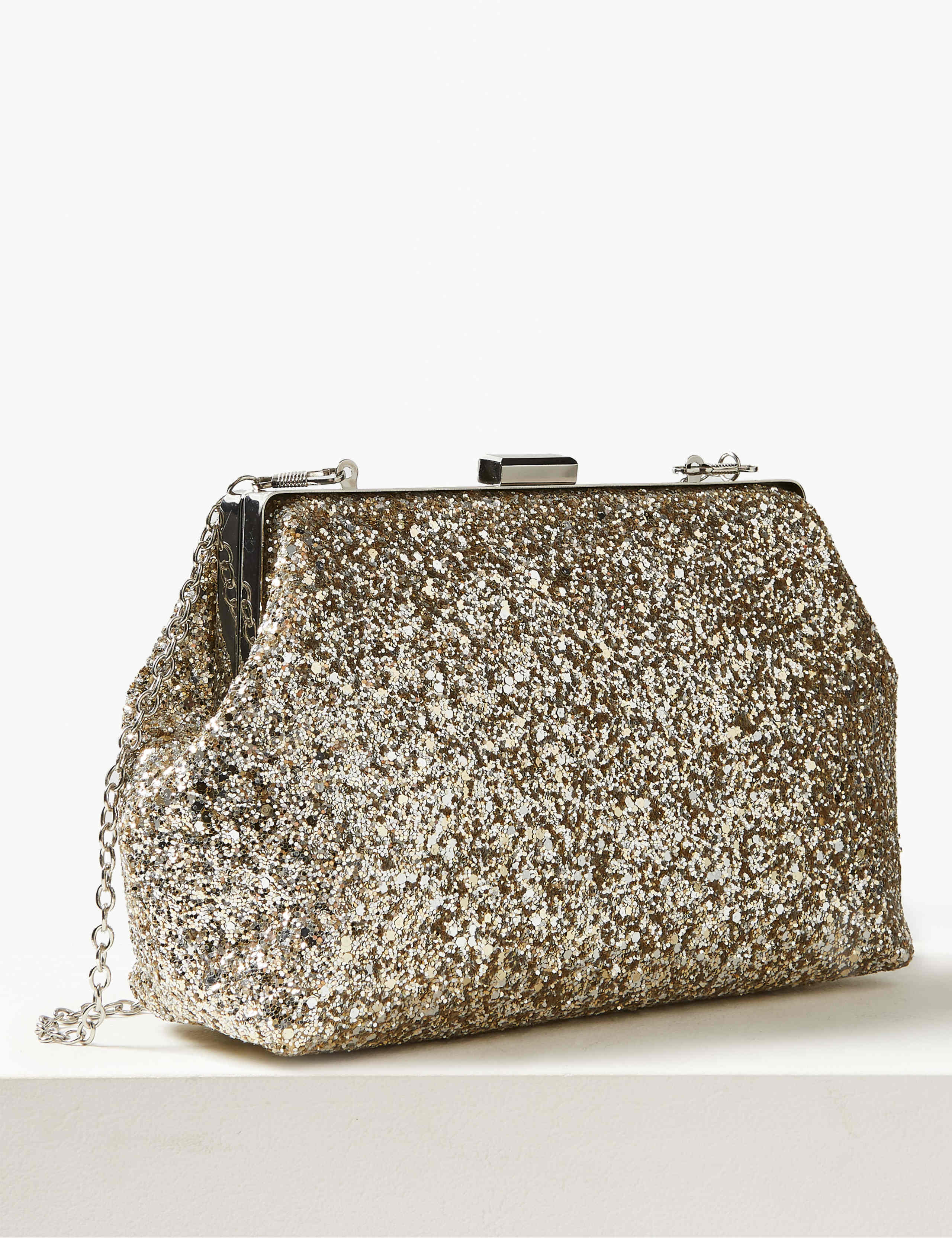 Glitter Frame Clutch Bag M&S Collection M&S IE