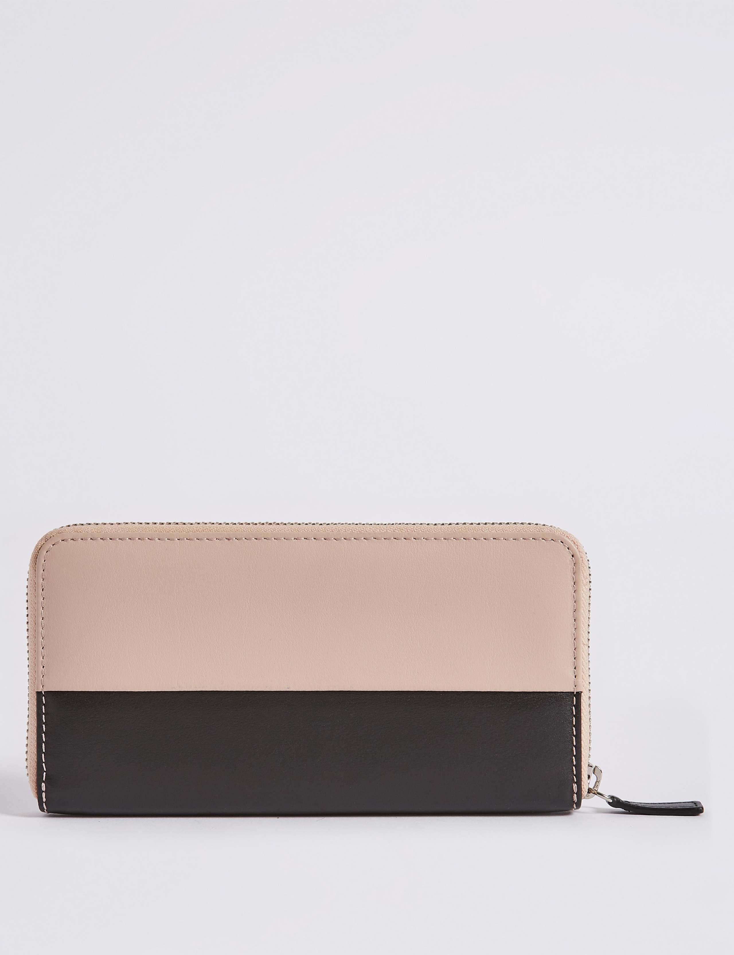 Leather Colour Block Zipped Purse 2 of 4