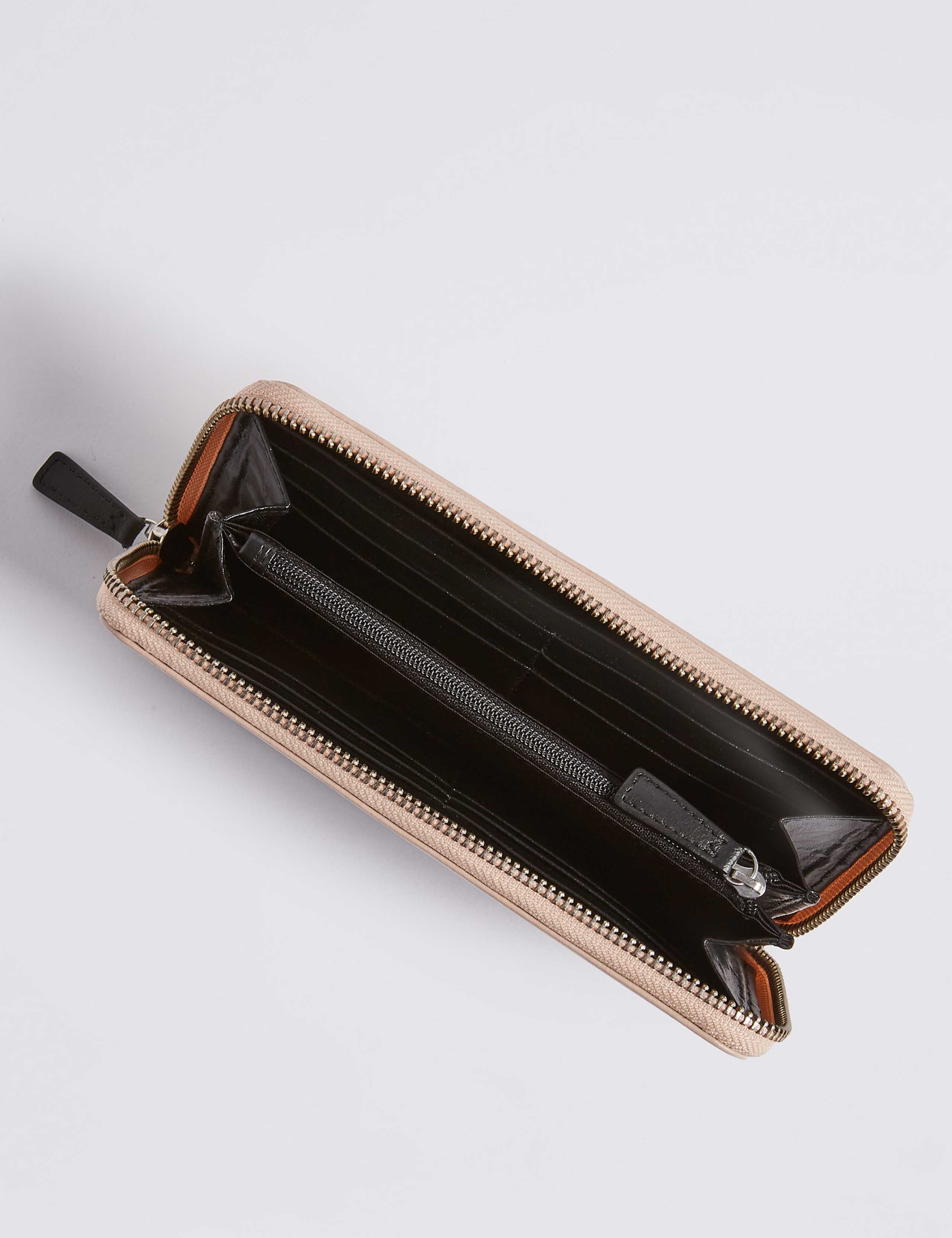 Leather Colour Block Zipped Purse 4 of 4
