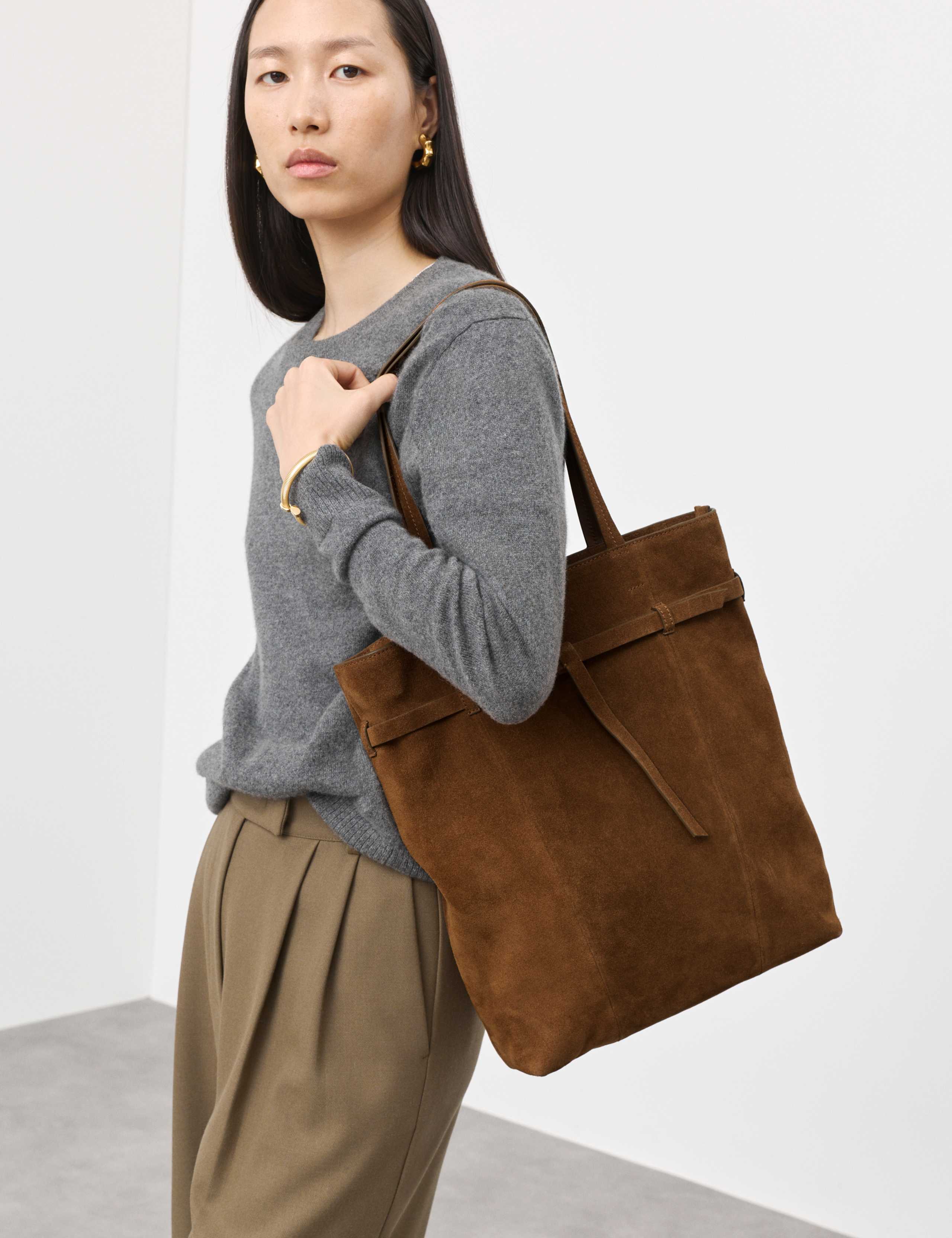Suede Belted Tote Bag 1 of 4