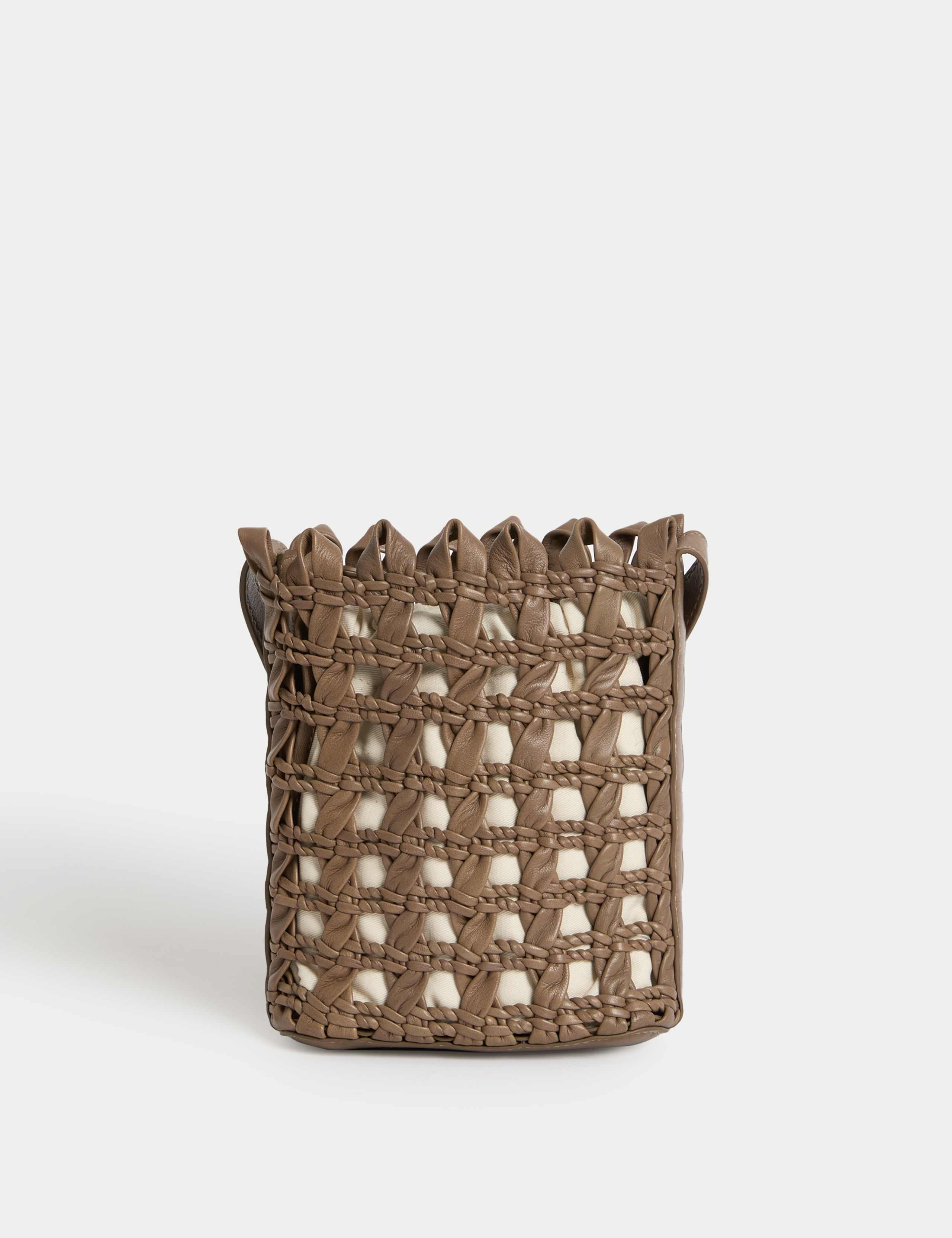 Pure Leather Woven Cross Body Bag 4 of 5