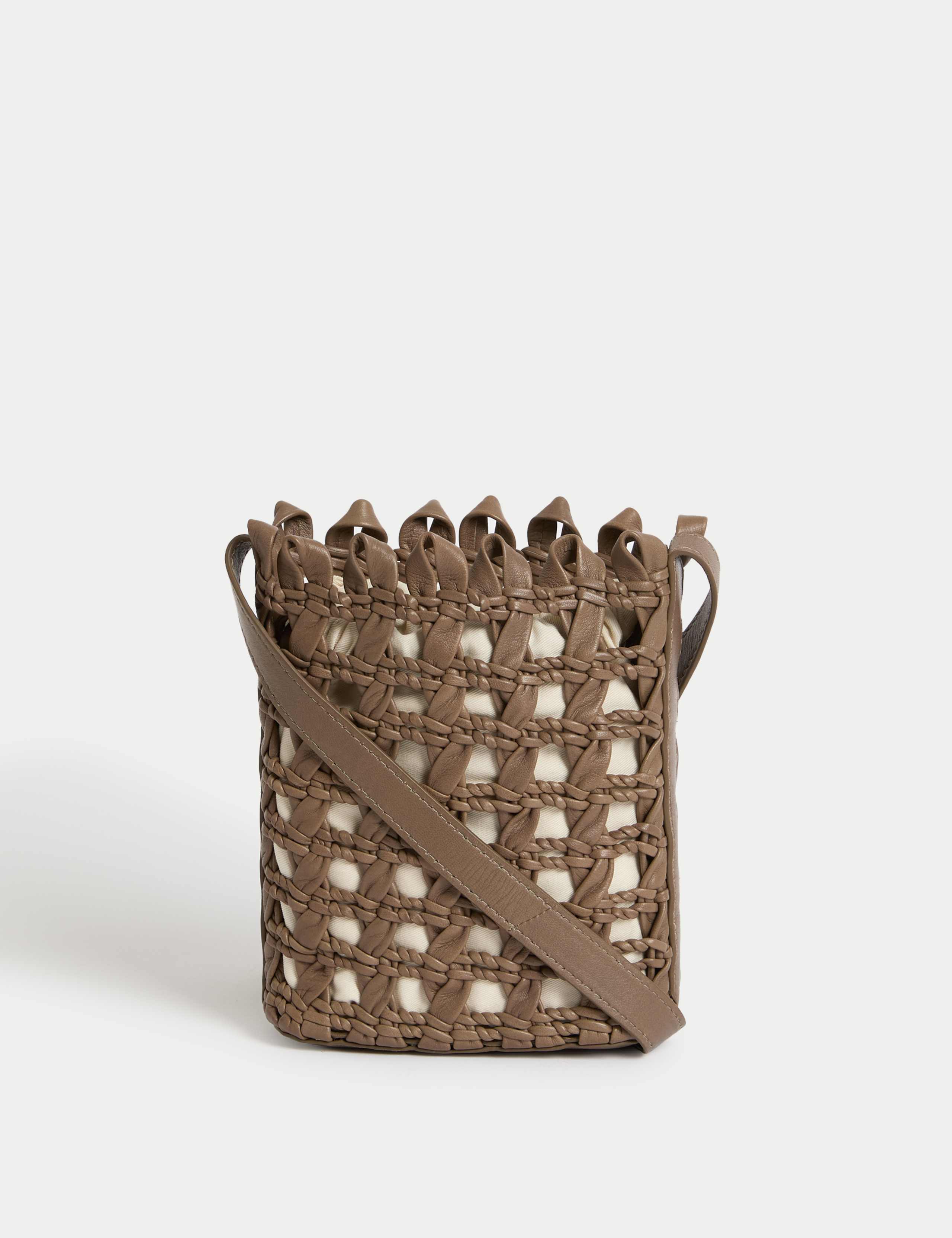 Pure Leather Woven Cross Body Bag 2 of 5