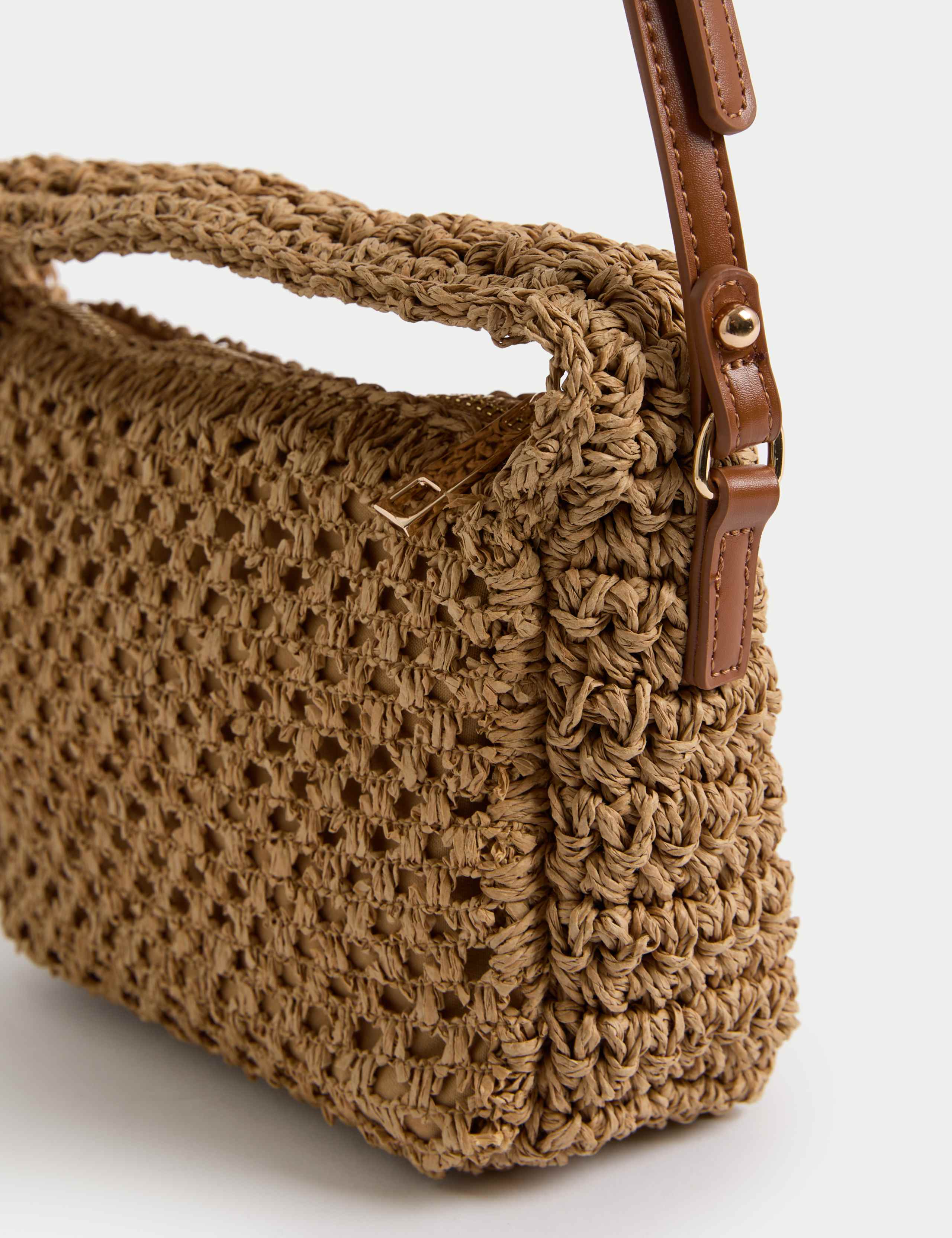 Straw Woven Top Handle Cross Body Bag 2 of 4