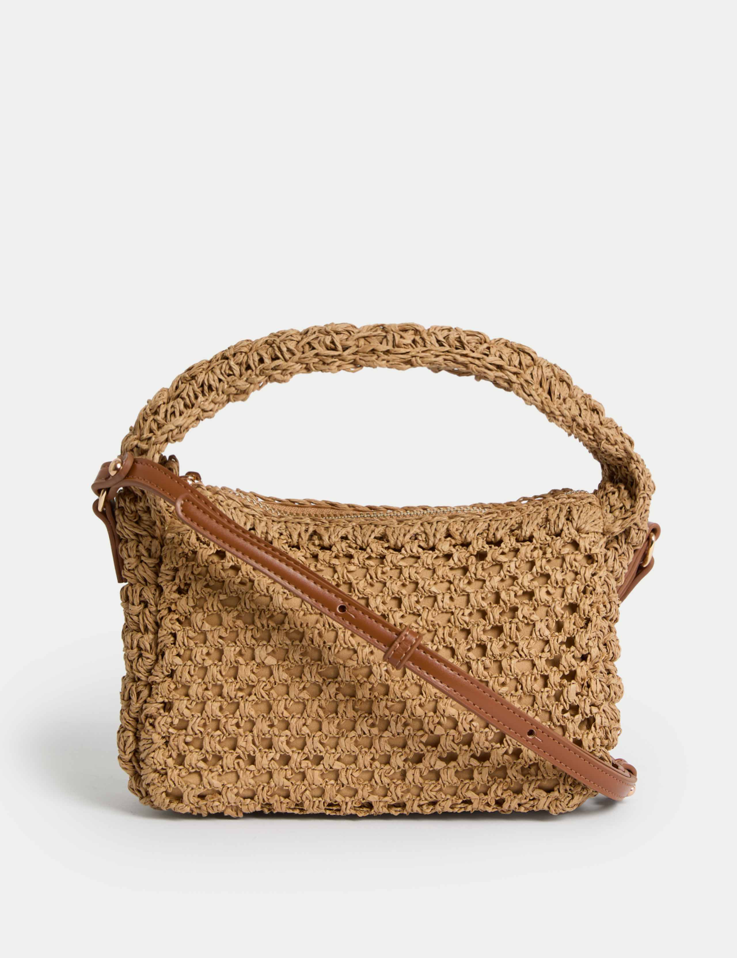 Straw Woven Top Handle Cross Body Bag 1 of 4