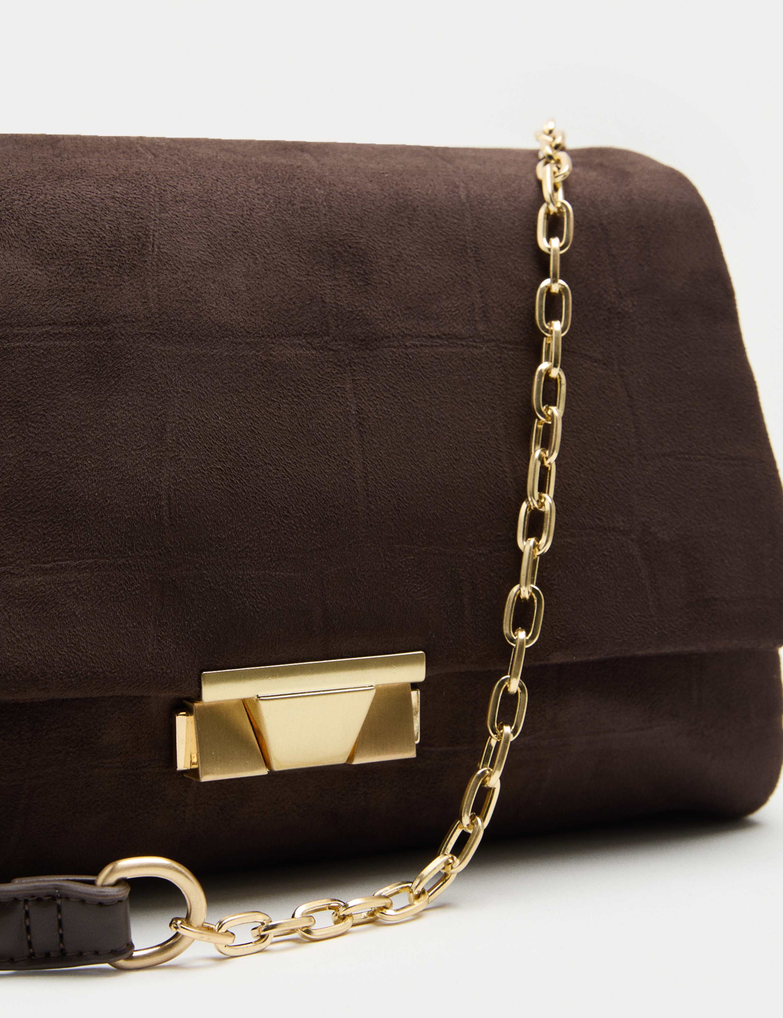 Suedette Croc Effect Double Chain Shoulder Bag 3 of 4