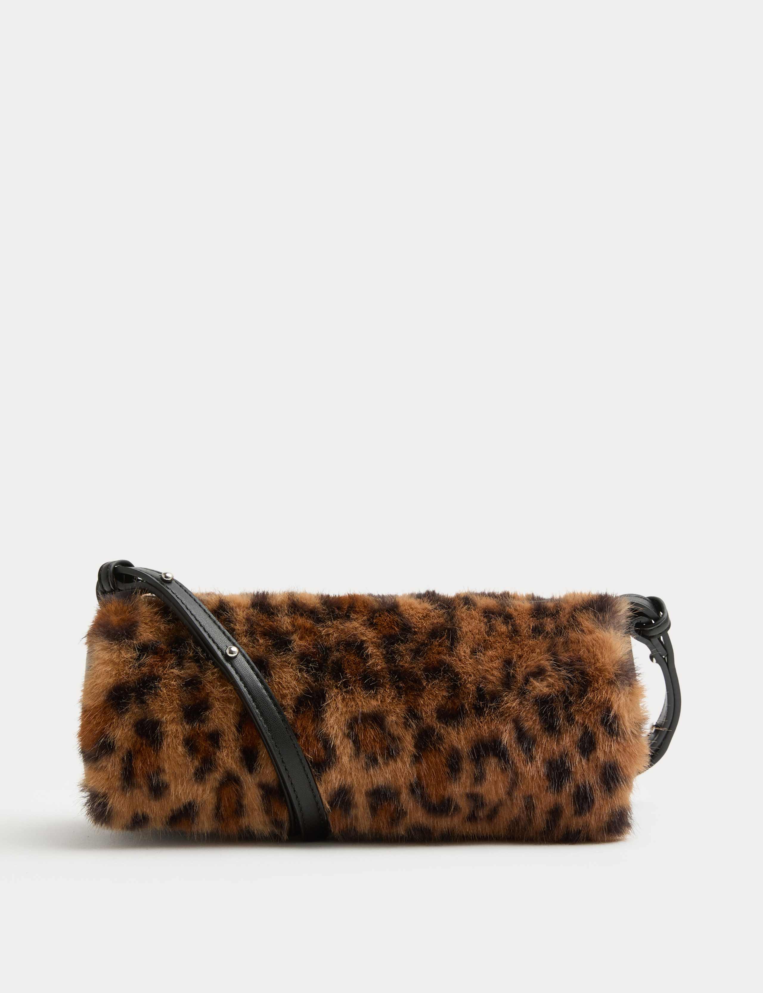 Faux Fur Leopard Cross Body Bag 1 of 3