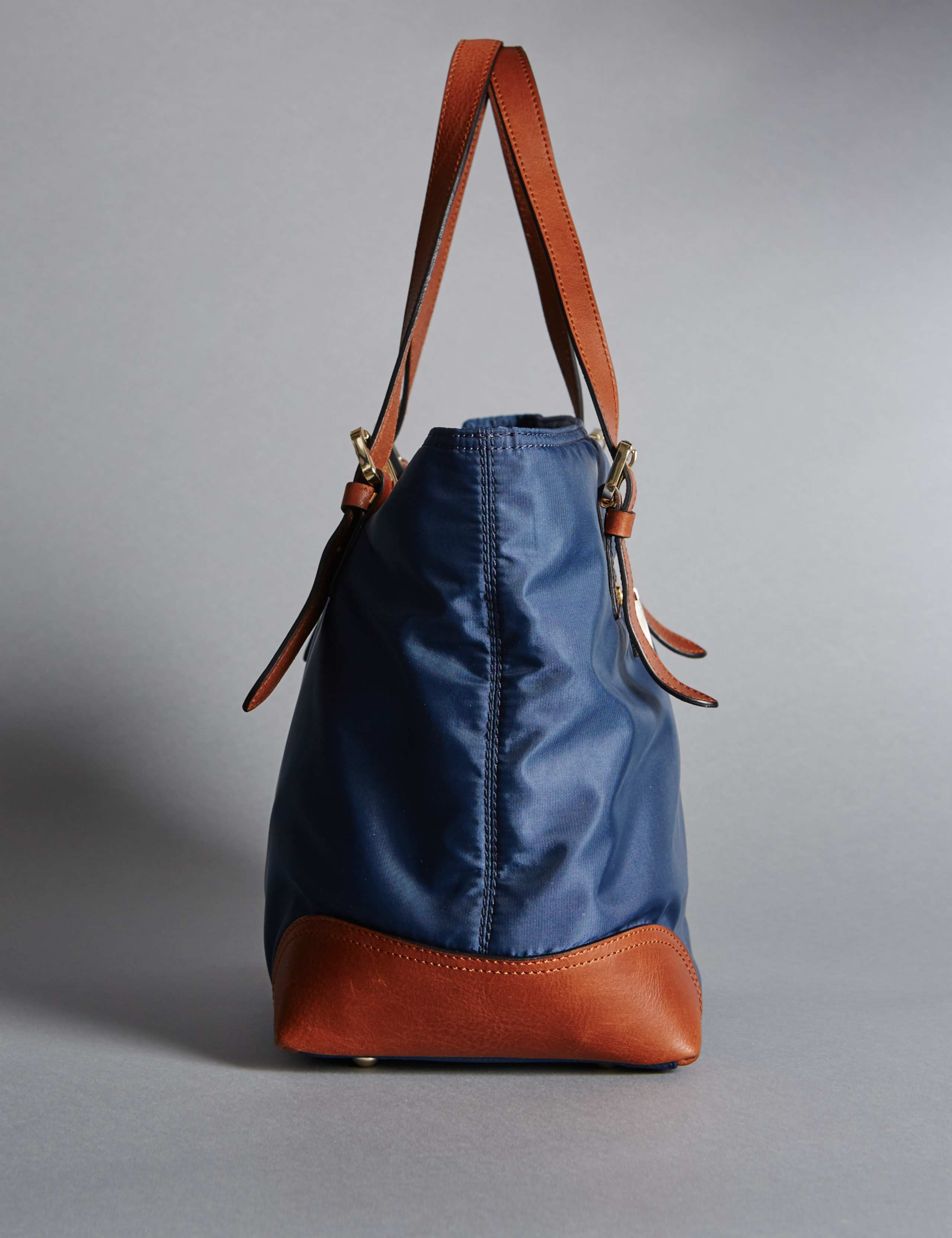 Leather Trim Double Handle Small Tote Bag 3 of 7