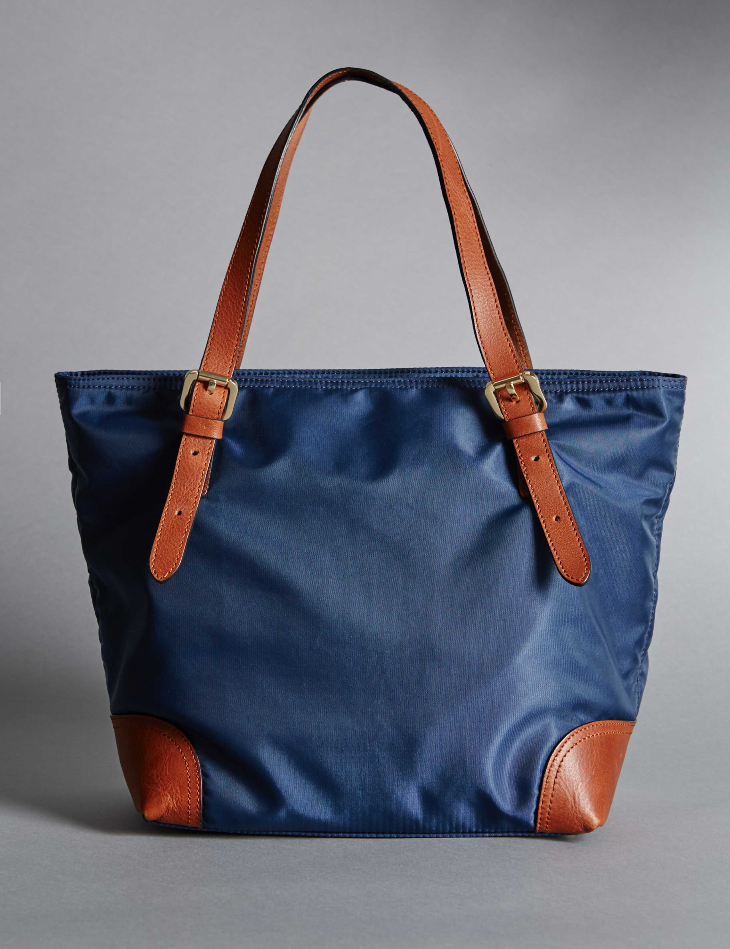 Leather Trim Double Handle Small Tote Bag 4 of 7