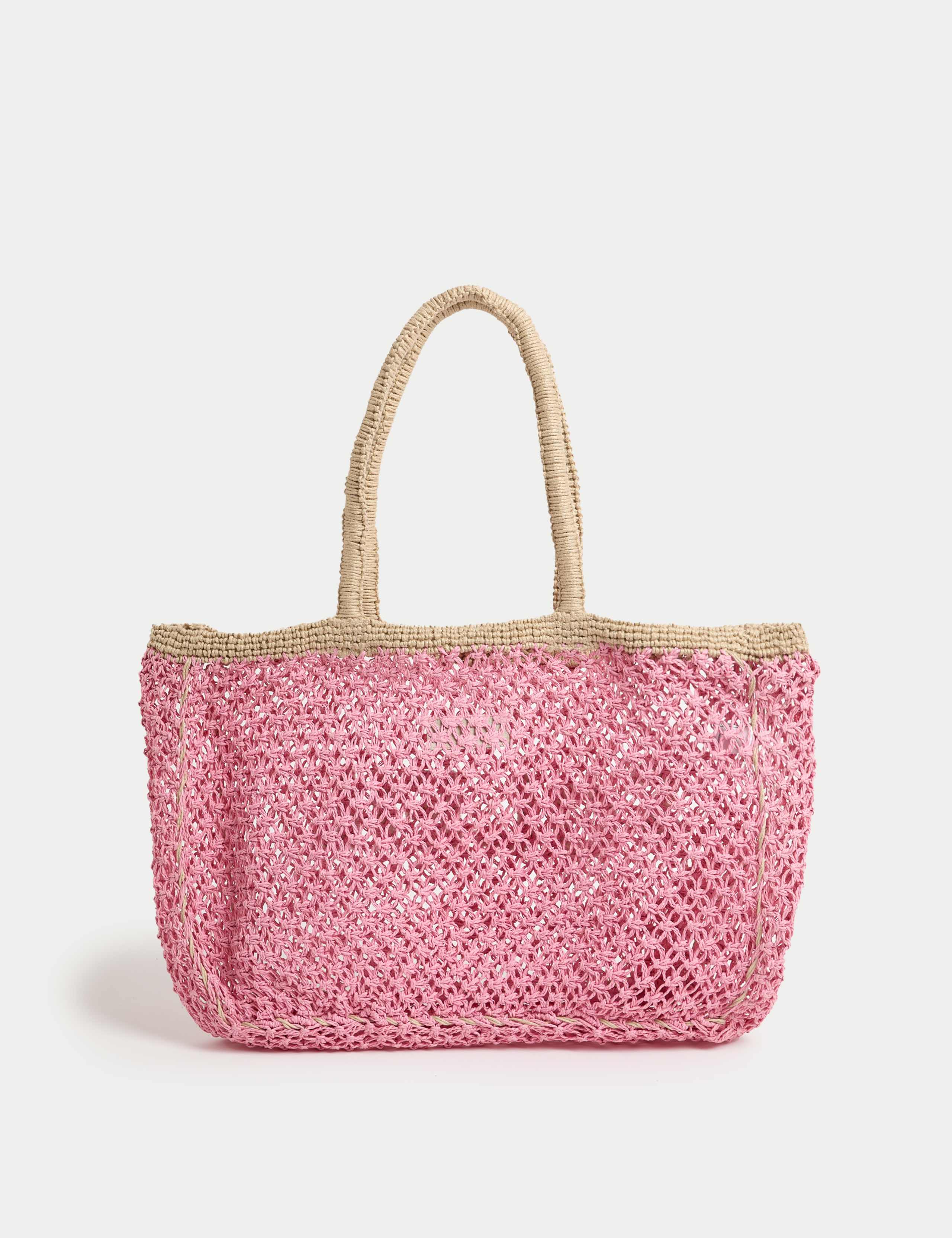 Straw & Jute Macramé Beach Tote Bag 3 of 4