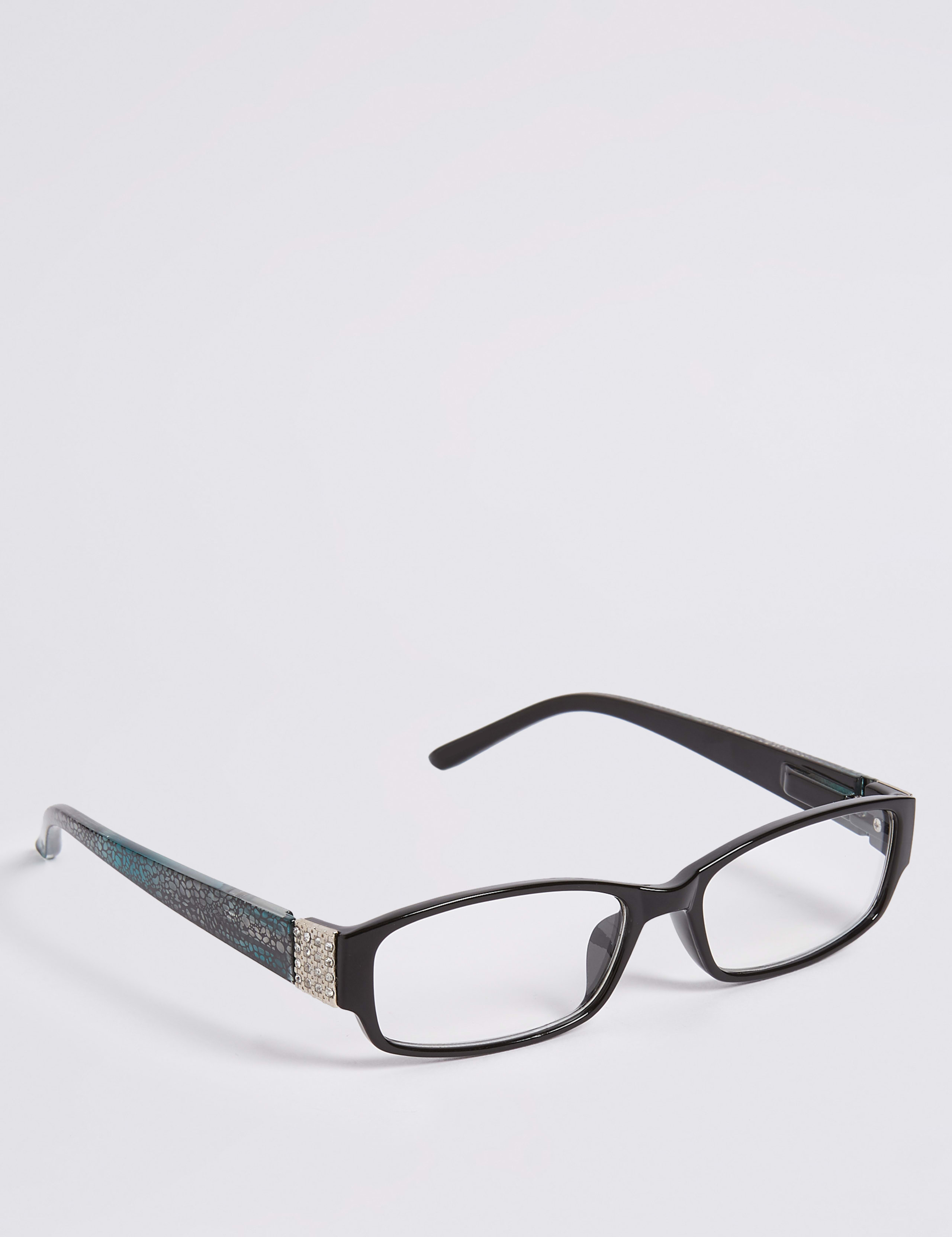 Diamante Rectangle Reading Glasses. 1 of 2