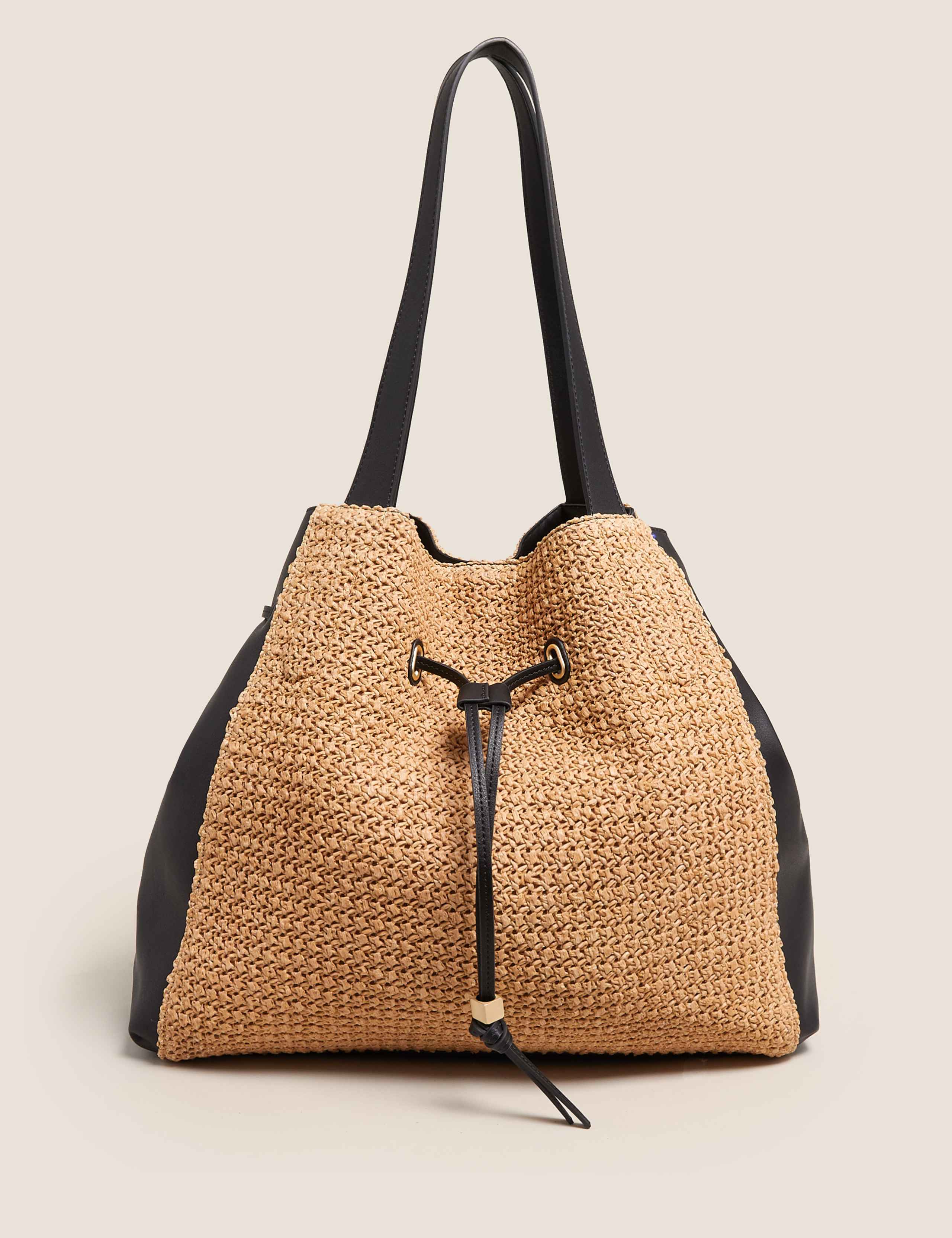 Drawstring Straw Tote Bag 5 of 6