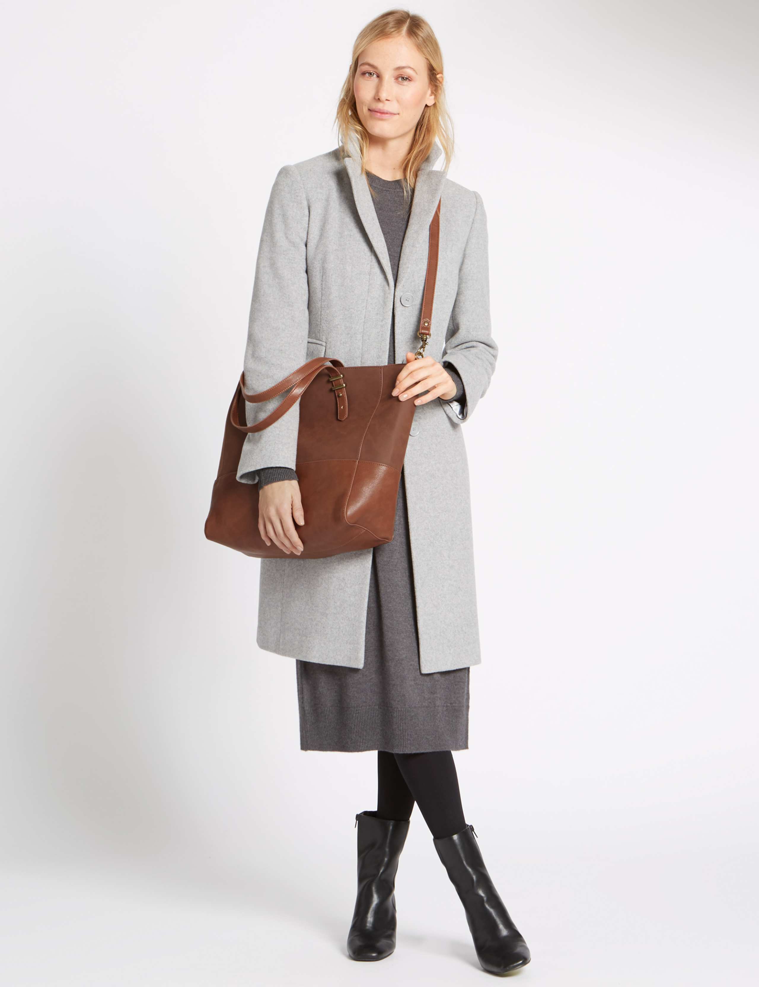 Faux Leather Slouch Shopper Bag 1 of 5