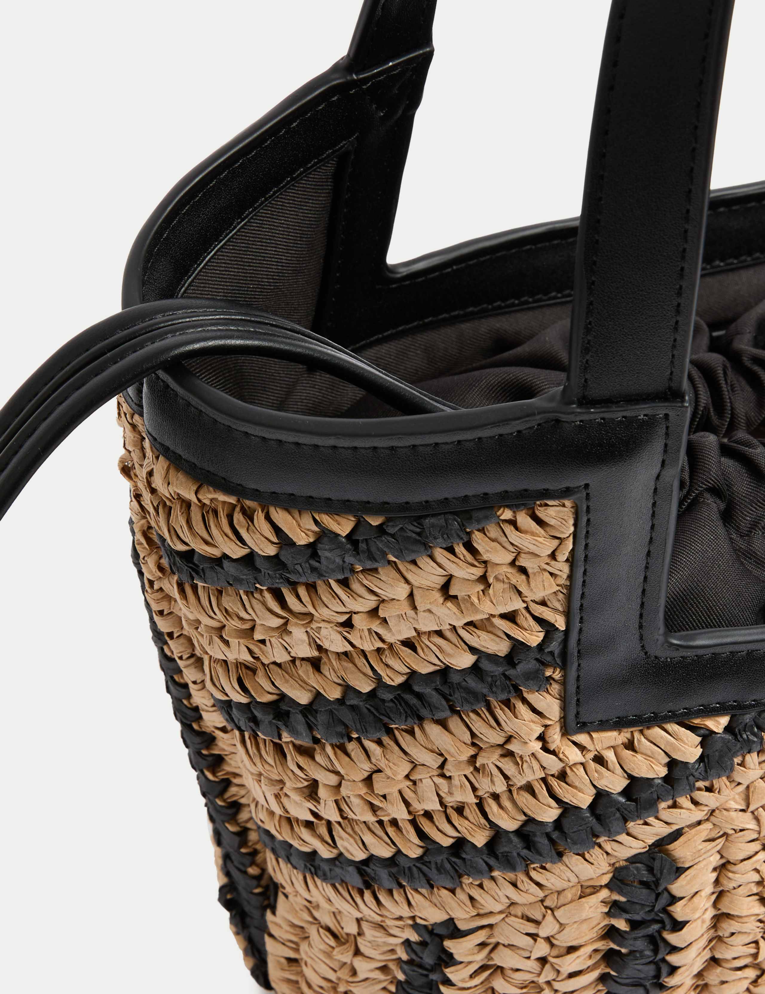 Straw Drawstring Tote Bag 3 of 5