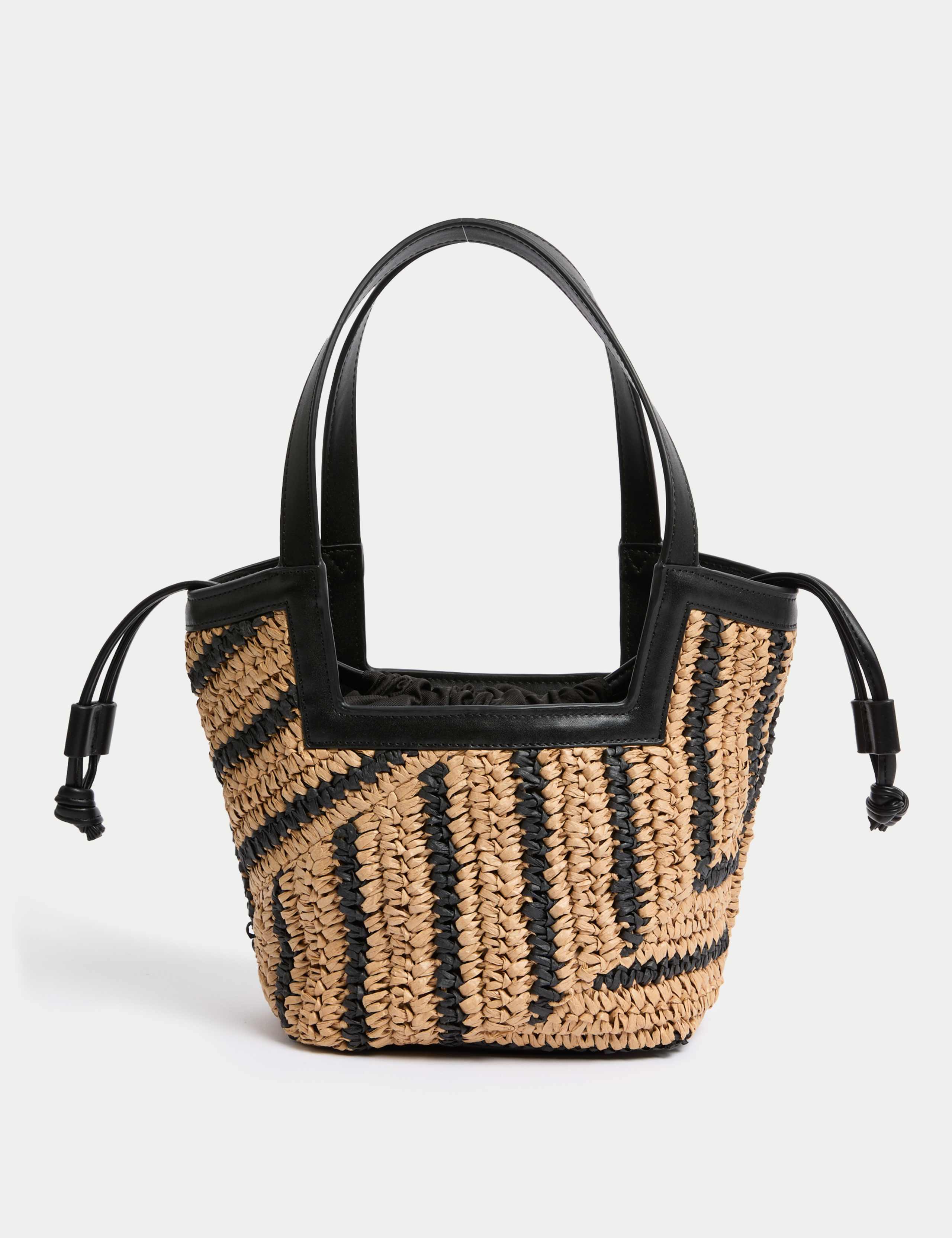 Straw Drawstring Tote Bag 2 of 5