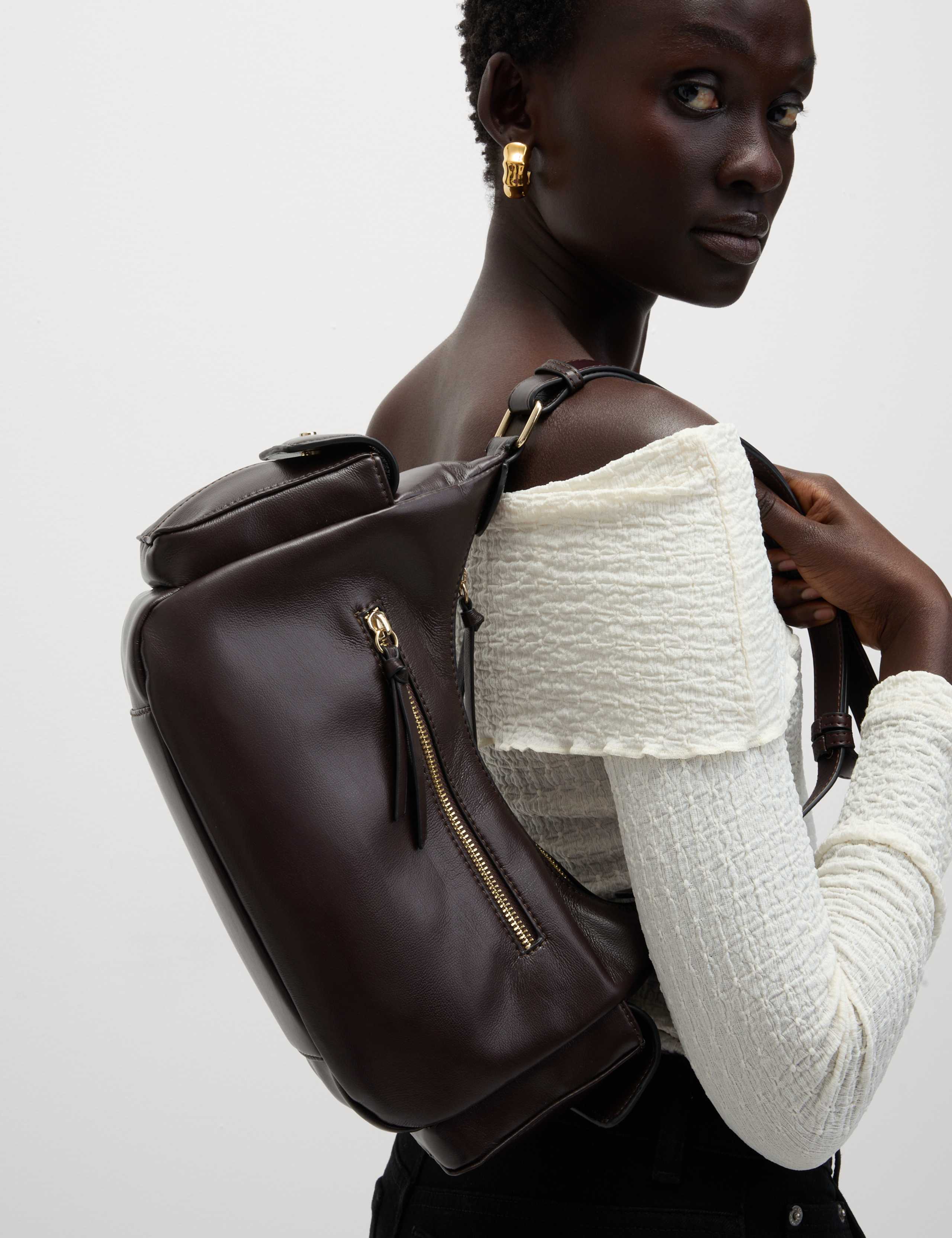 Faux Leather Utility Shoulder Bag 1 of 5