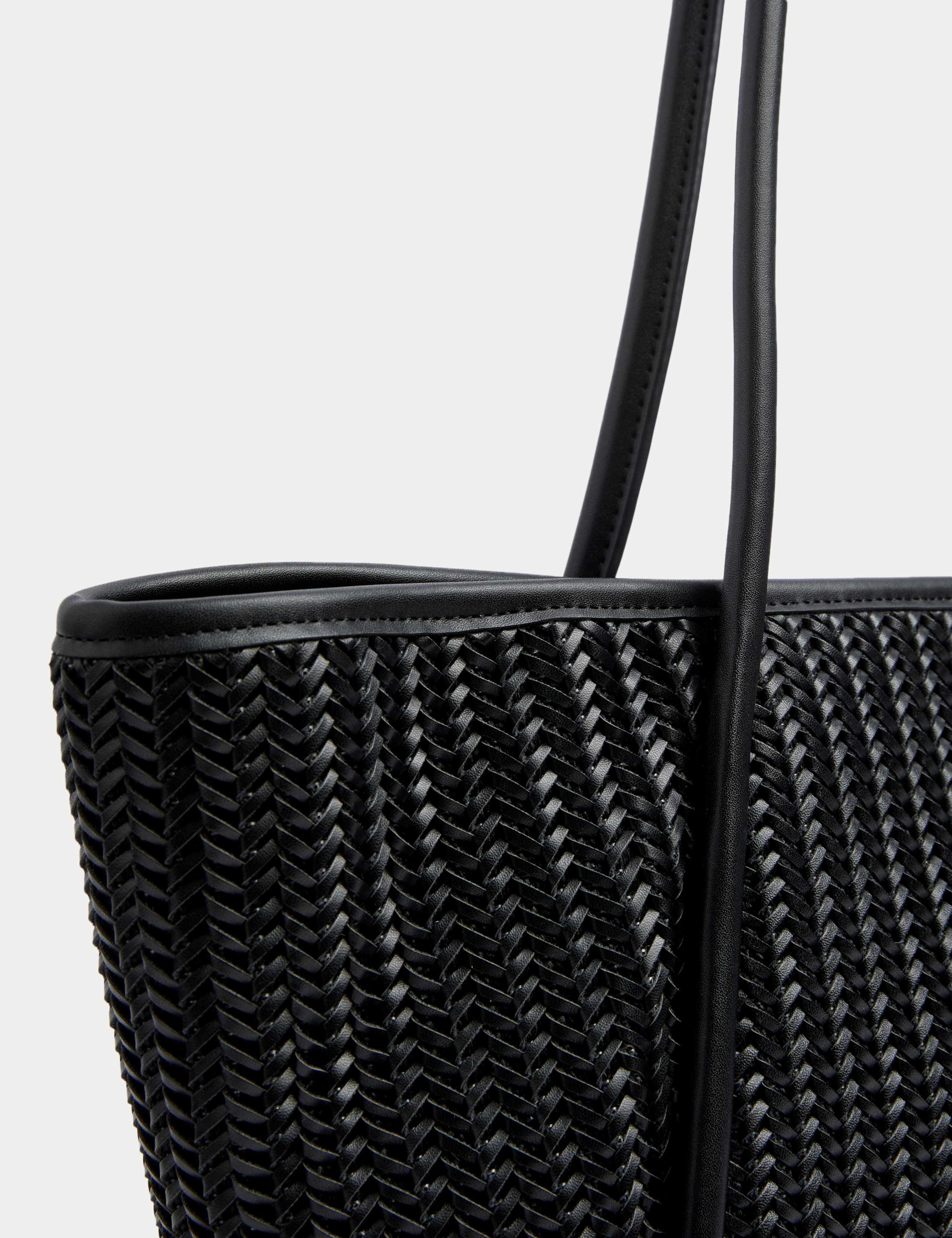 Faux Leather Woven Structured Tote Bag 3 of 5