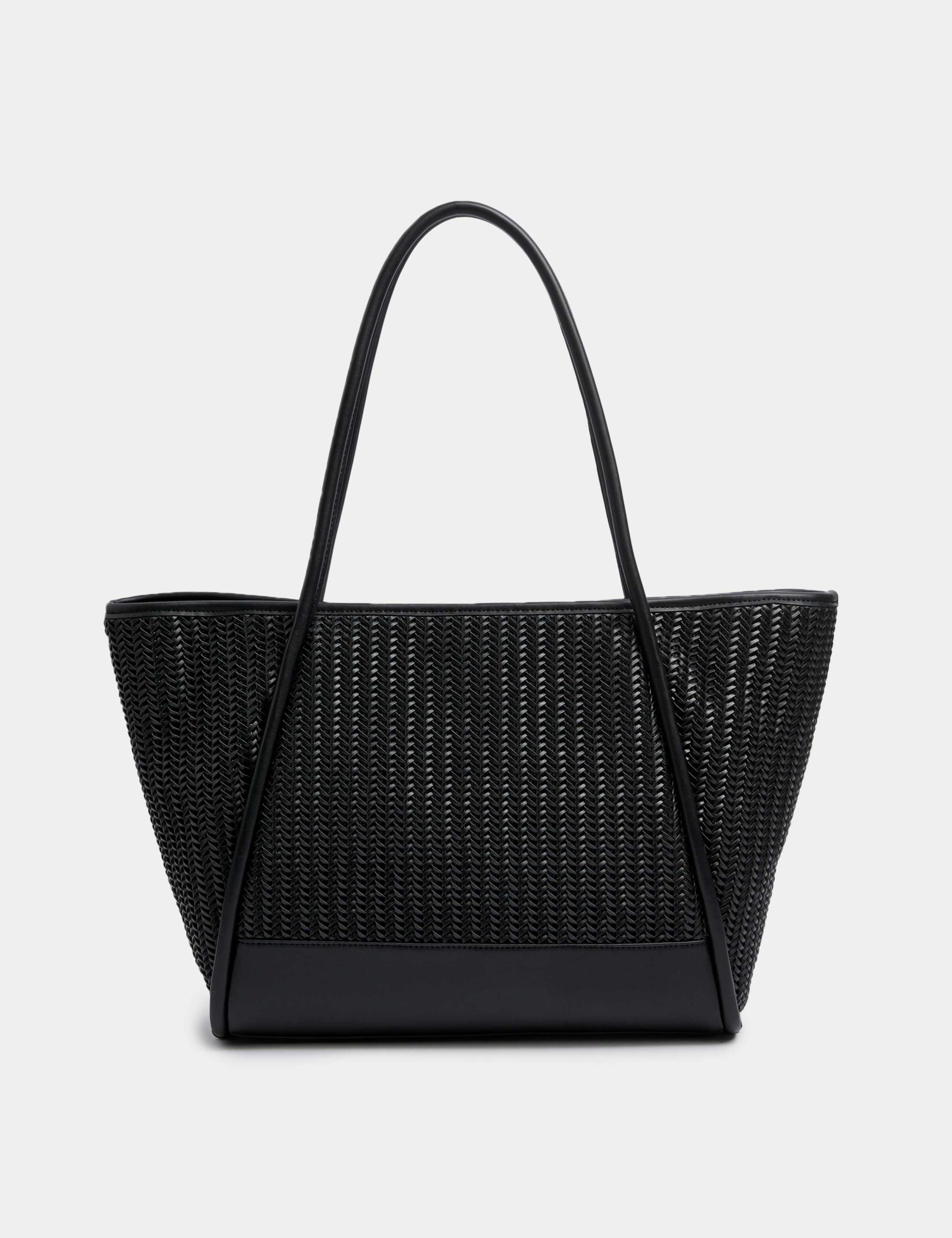Faux Leather Woven Structured Tote Bag 4 of 5