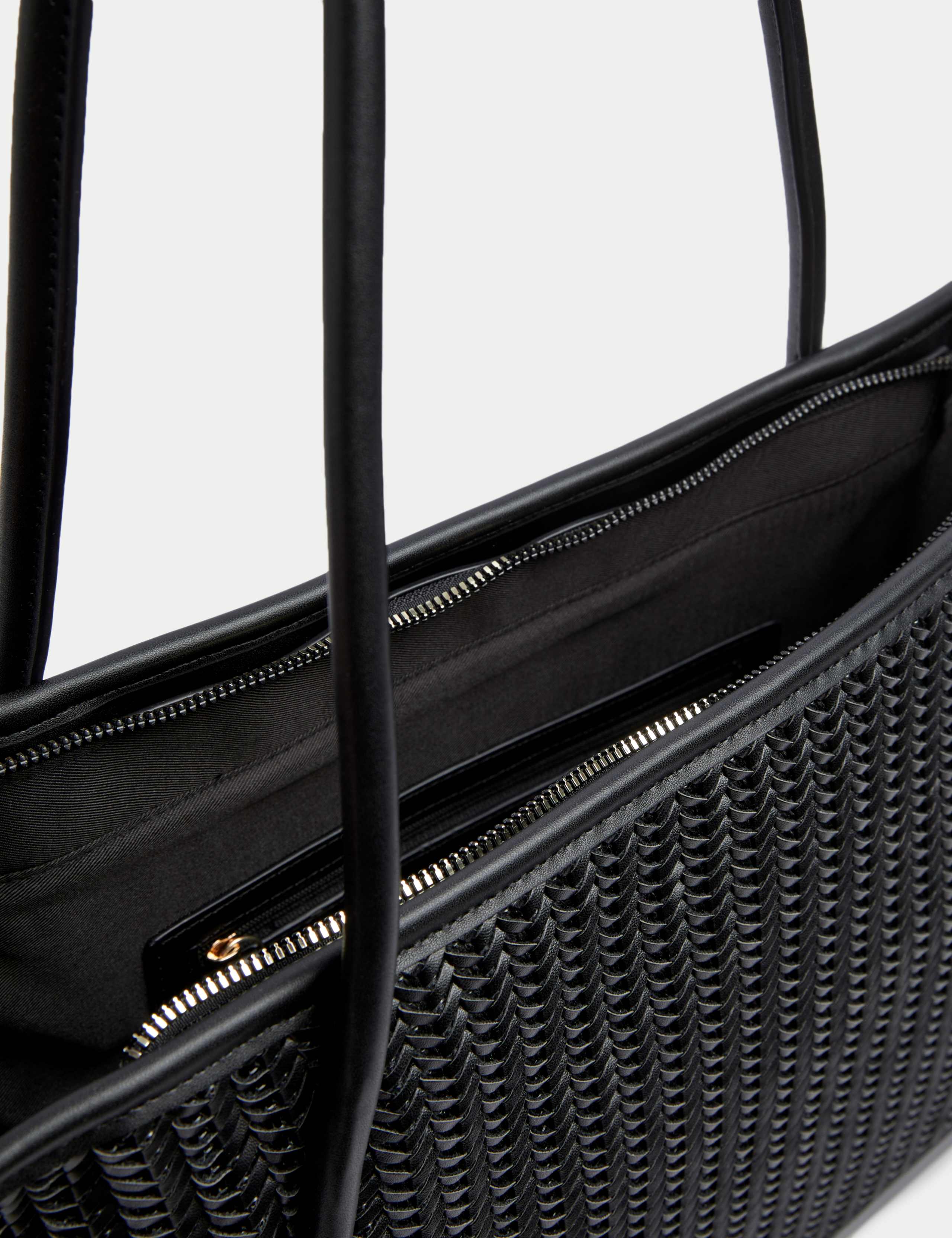Faux Leather Woven Structured Tote Bag 5 of 5