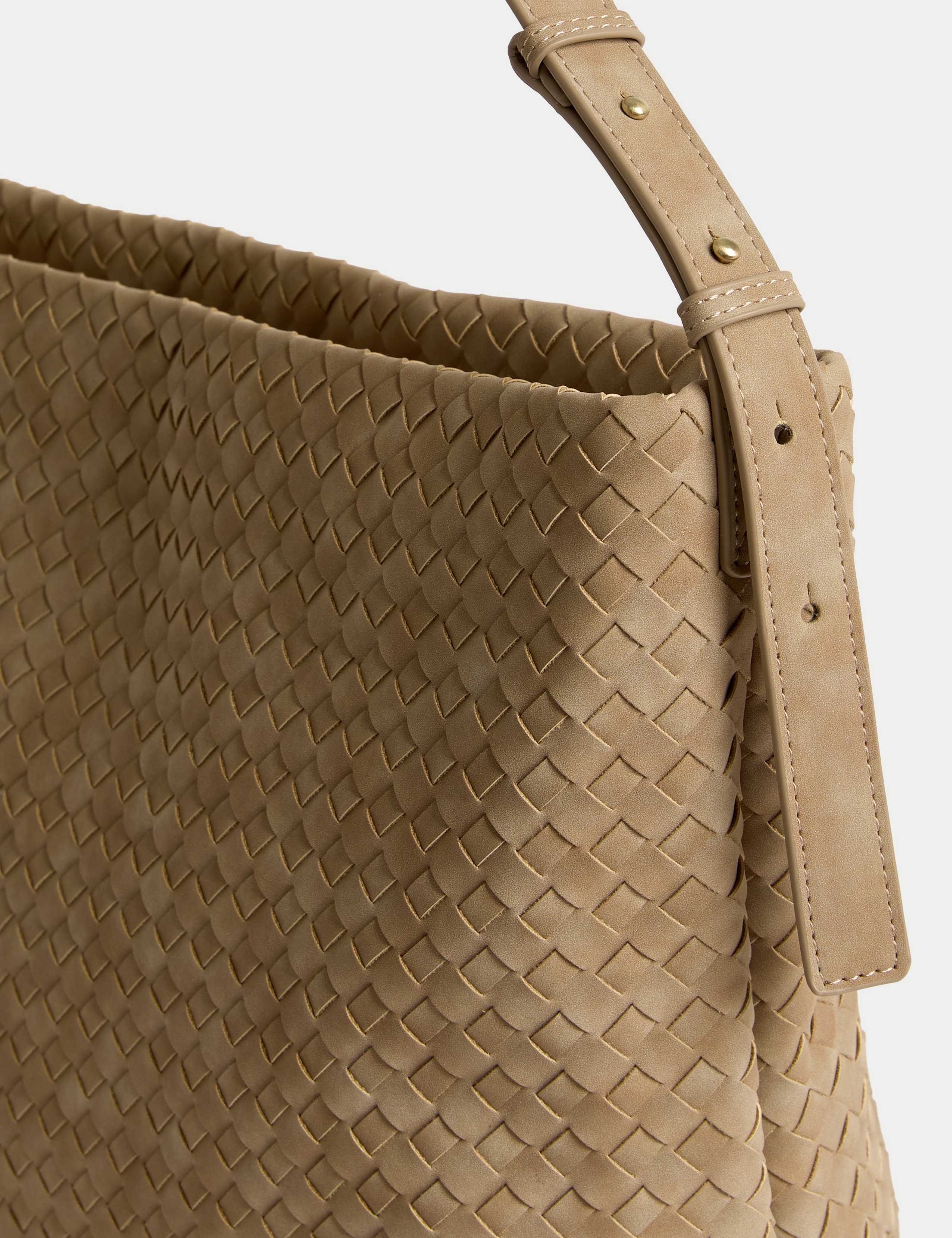 Faux Leather Woven Shoulder Strap 2 of 4