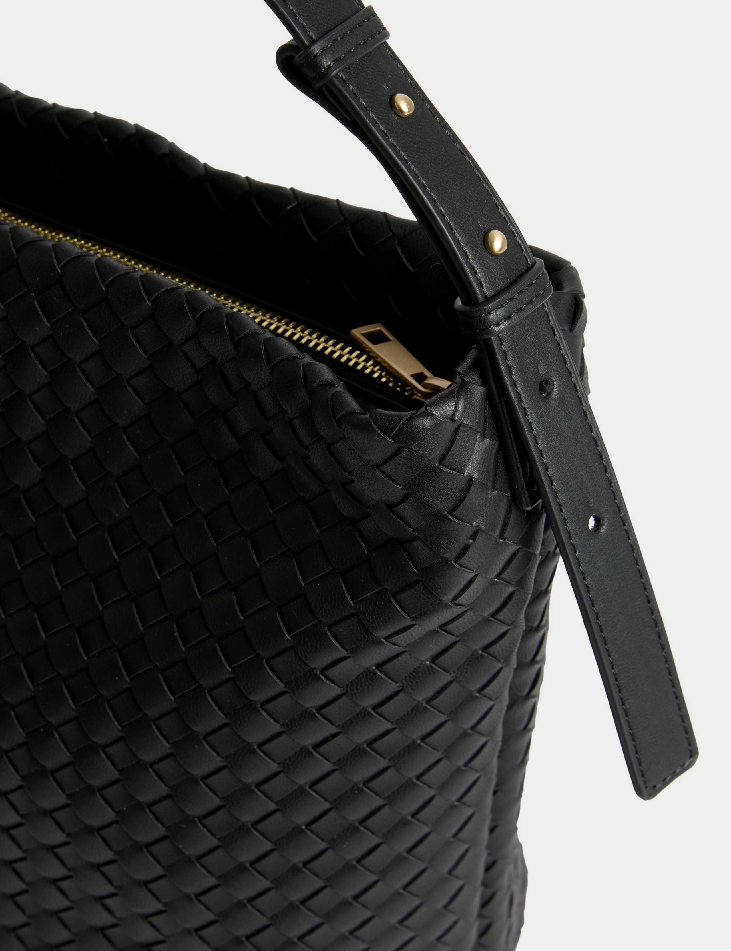 Faux Leather Woven Shoulder Strap 2 of 4