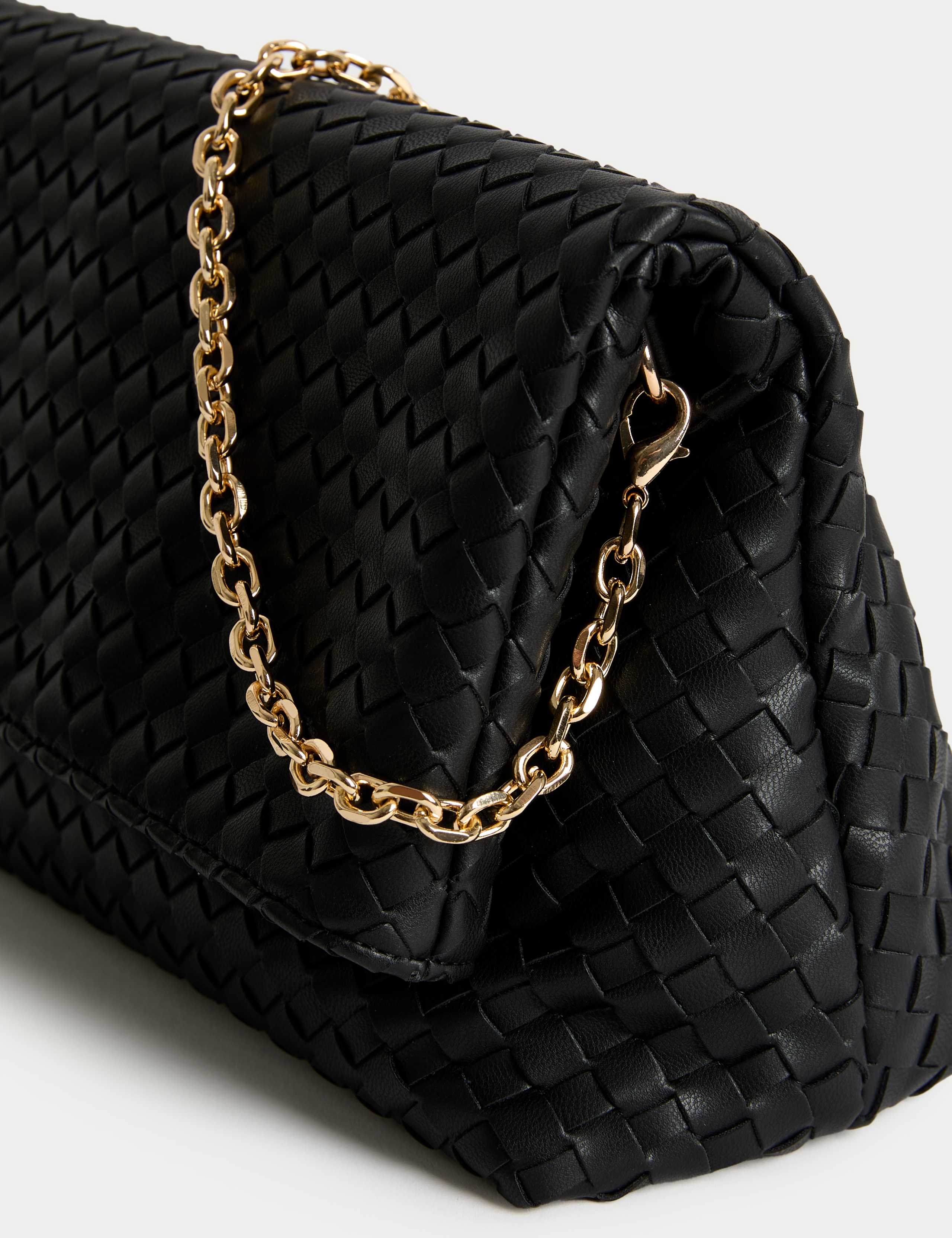 Faux Leather Woven Clutch Bag 2 of 4