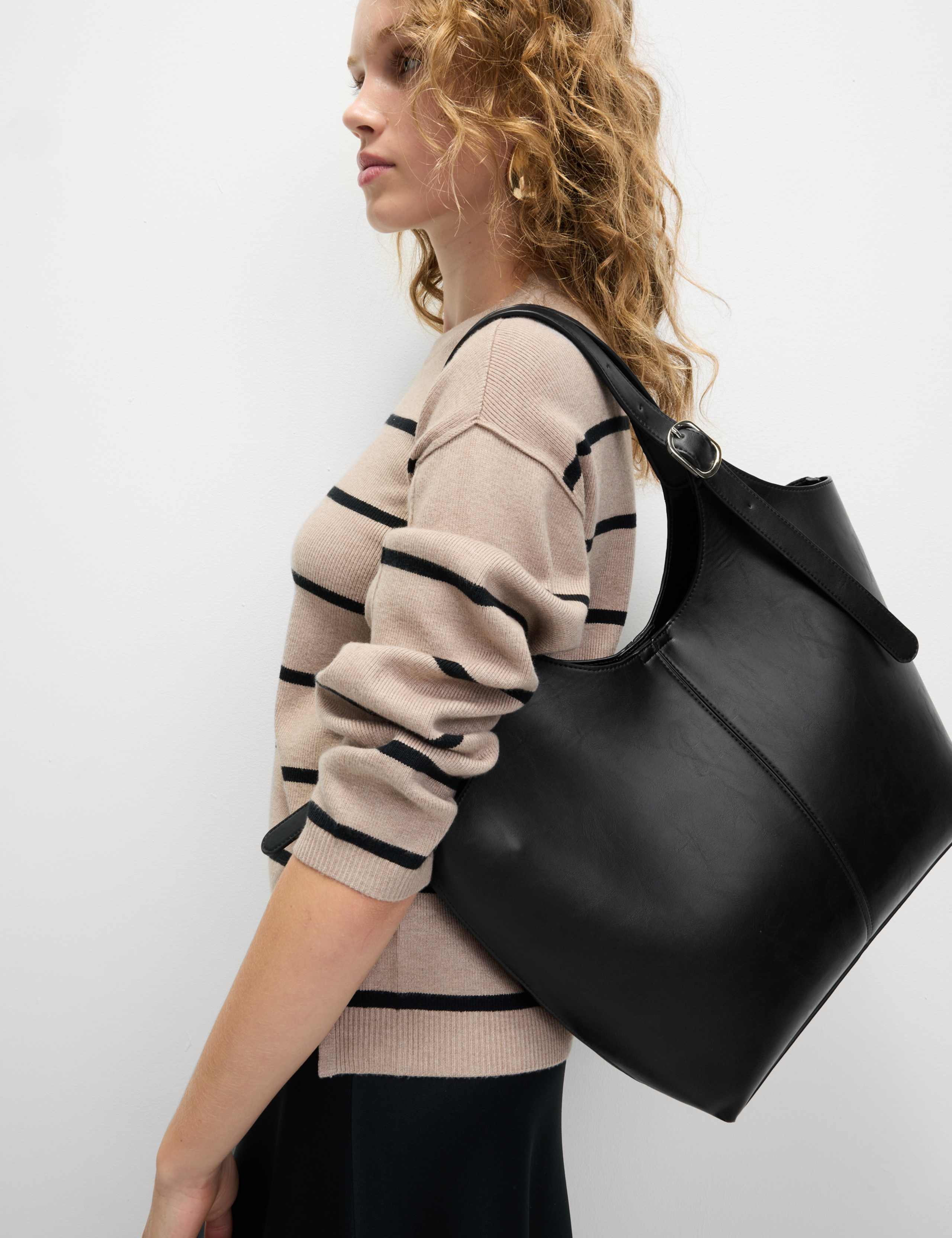 Faux Leather Shoulder Tote Bag 1 of 5
