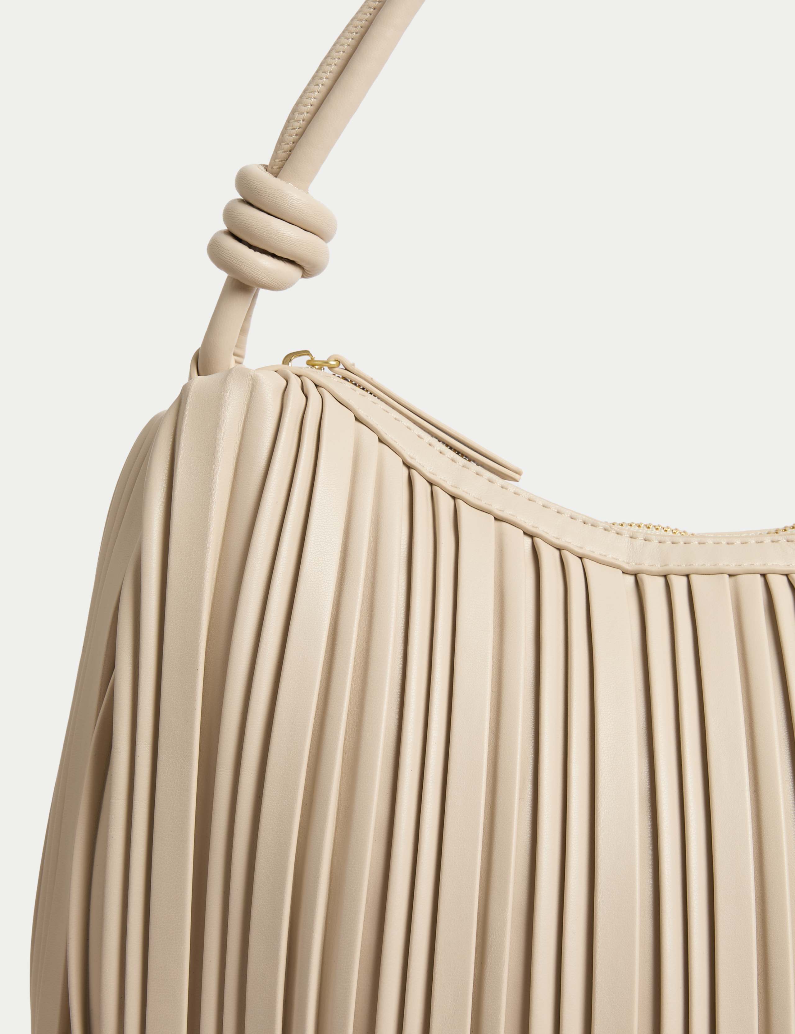 Faux Leather Pleated Top Handle Shoulder Bag 3 of 5