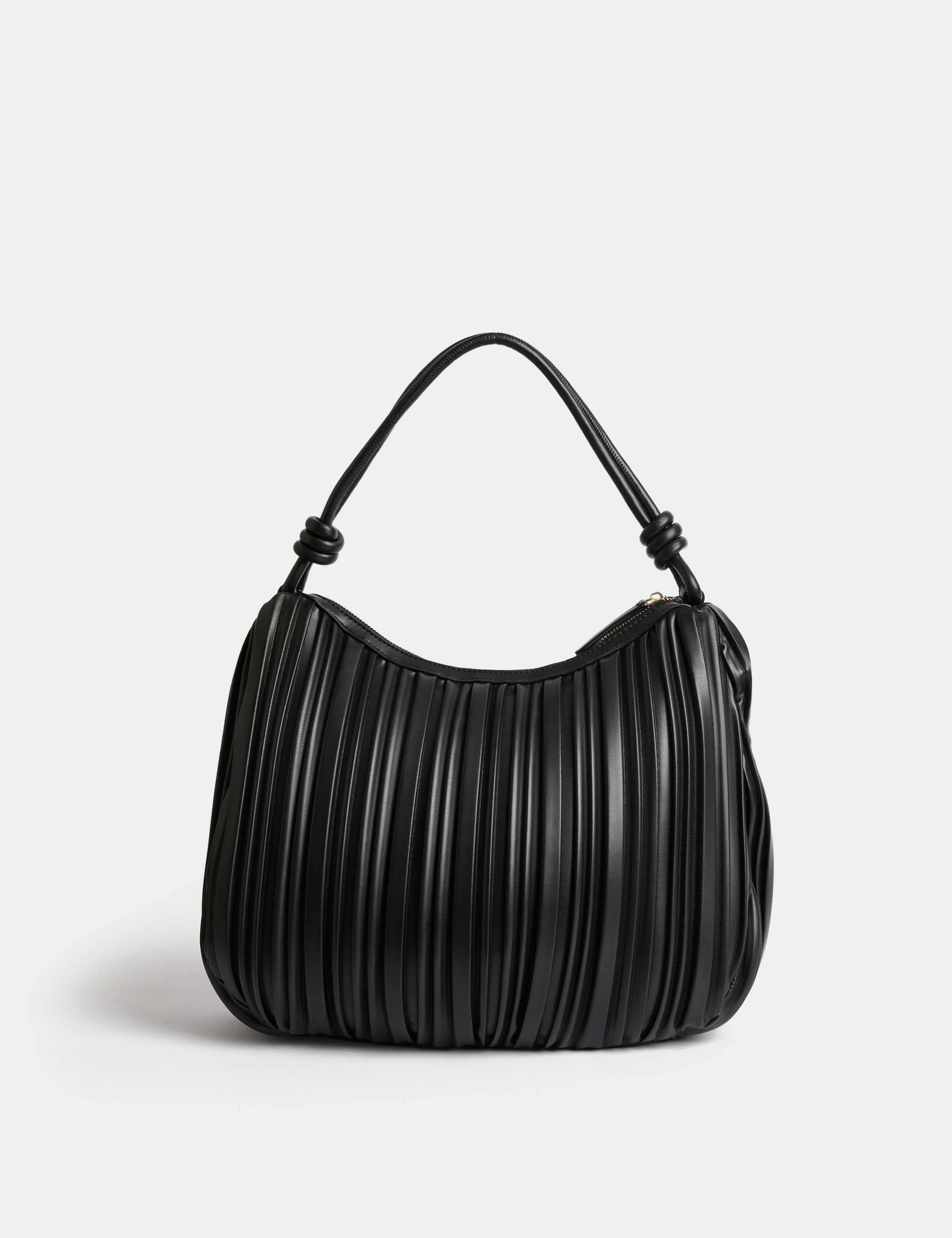 Faux Leather Pleated Top Handle Shoulder Bag 4 of 5