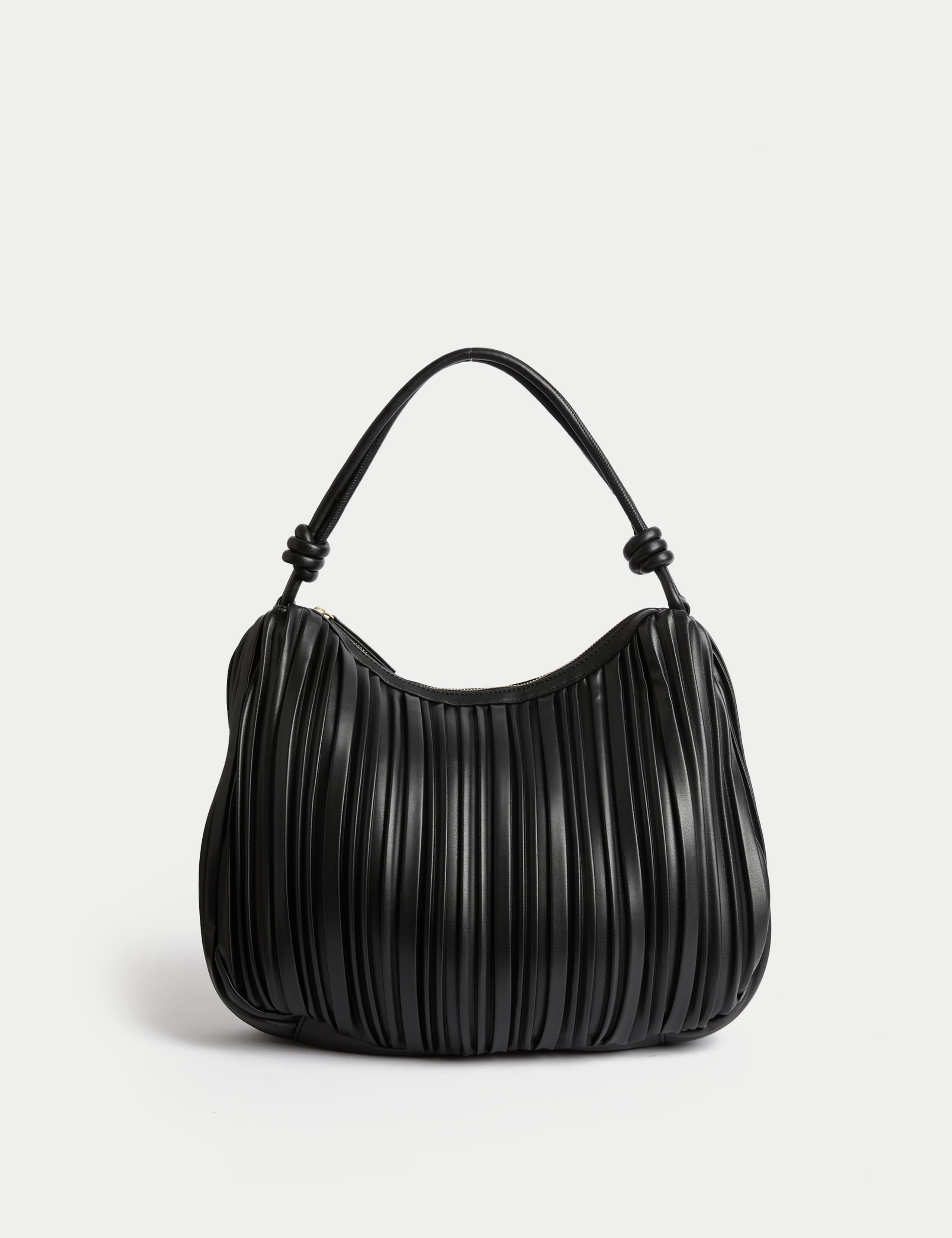Faux Leather Pleated Top Handle Shoulder Bag 2 of 5