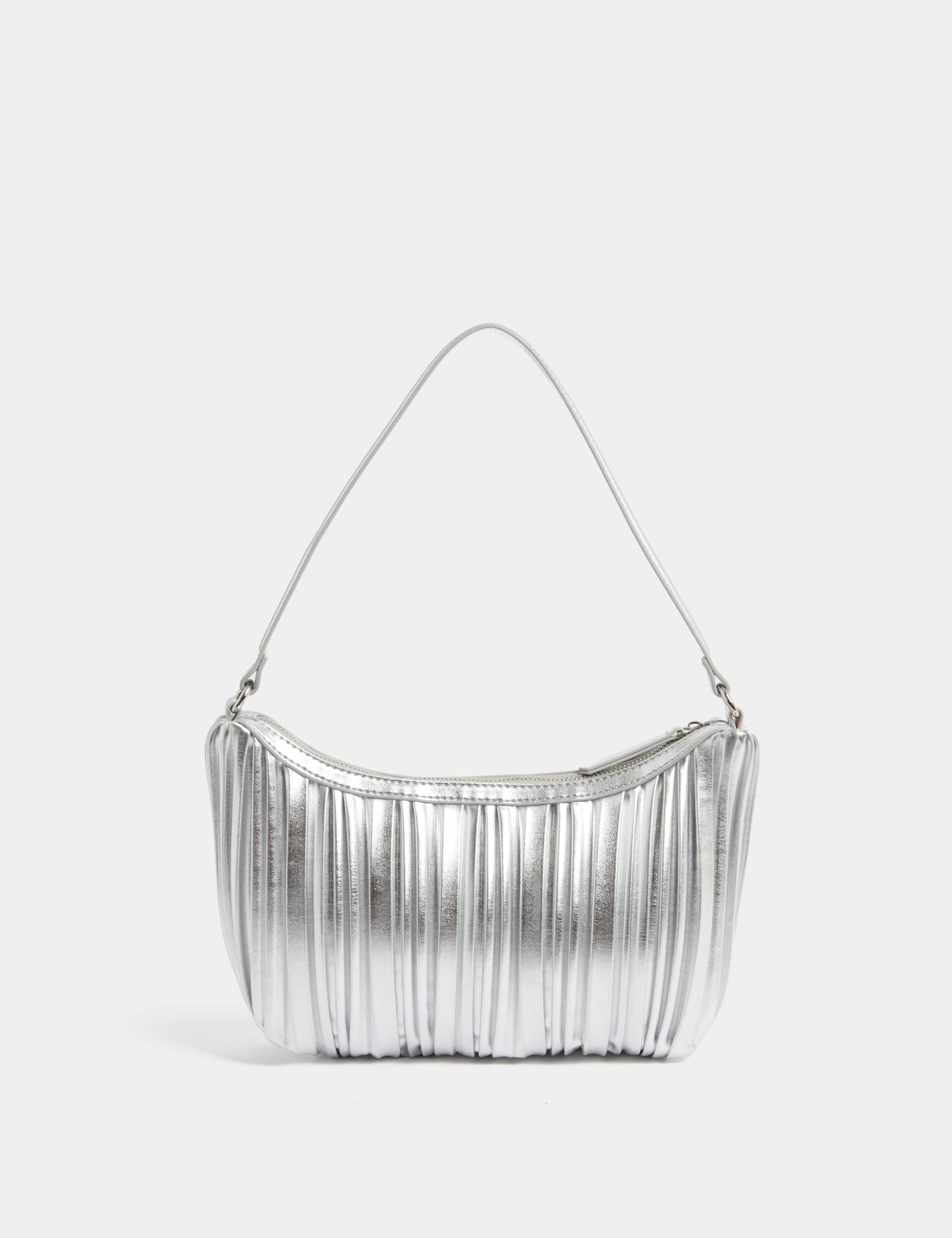 Faux Leather Pleated Shoulder Bag 3 of 4