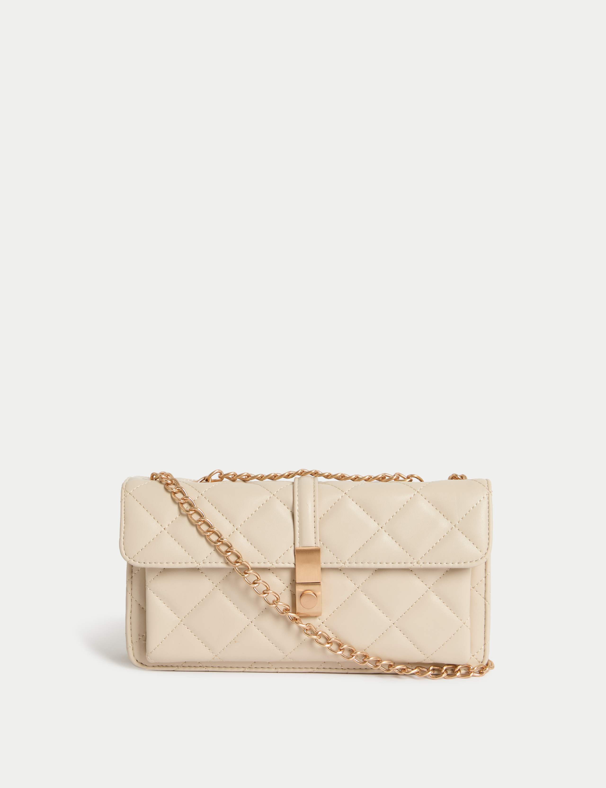 Faux Leather Quilted Cross Body Bag 1 of 4