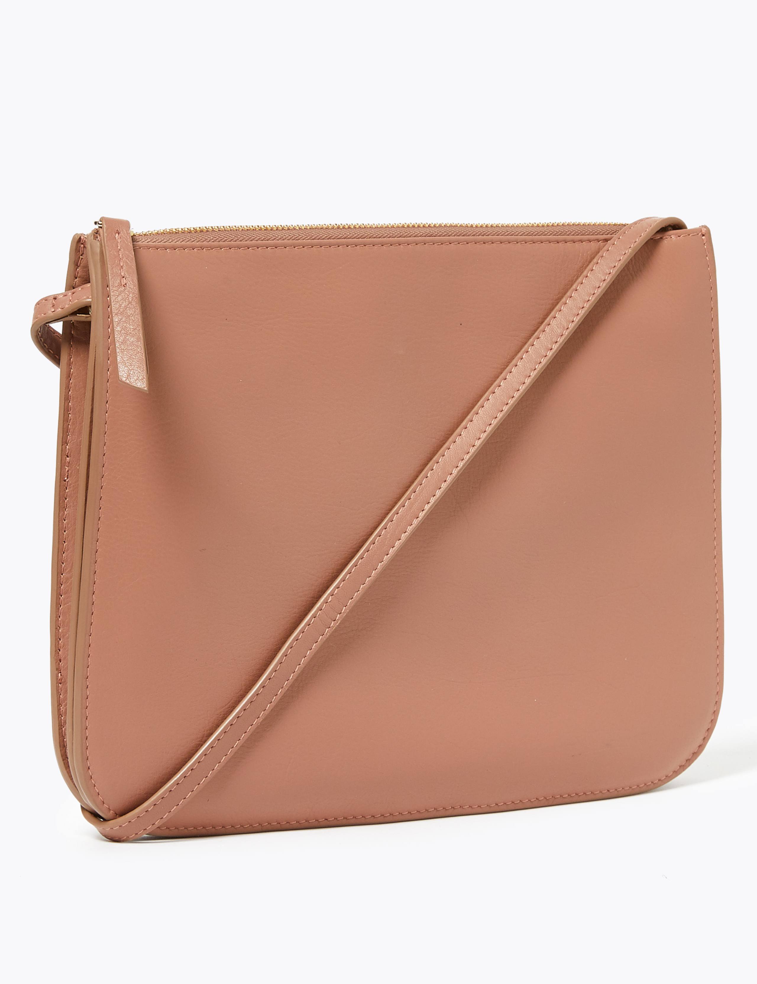 Leather 3 Part Construction Cross Body Bag 3 of 6