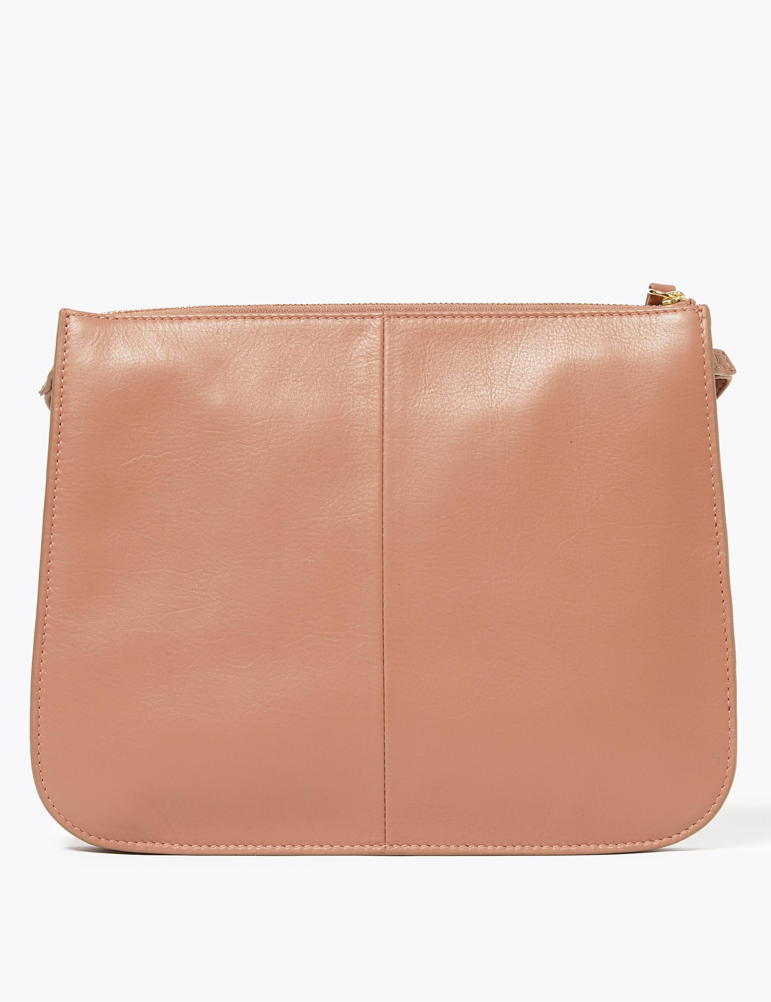 Leather 3 Part Construction Cross Body Bag 4 of 6