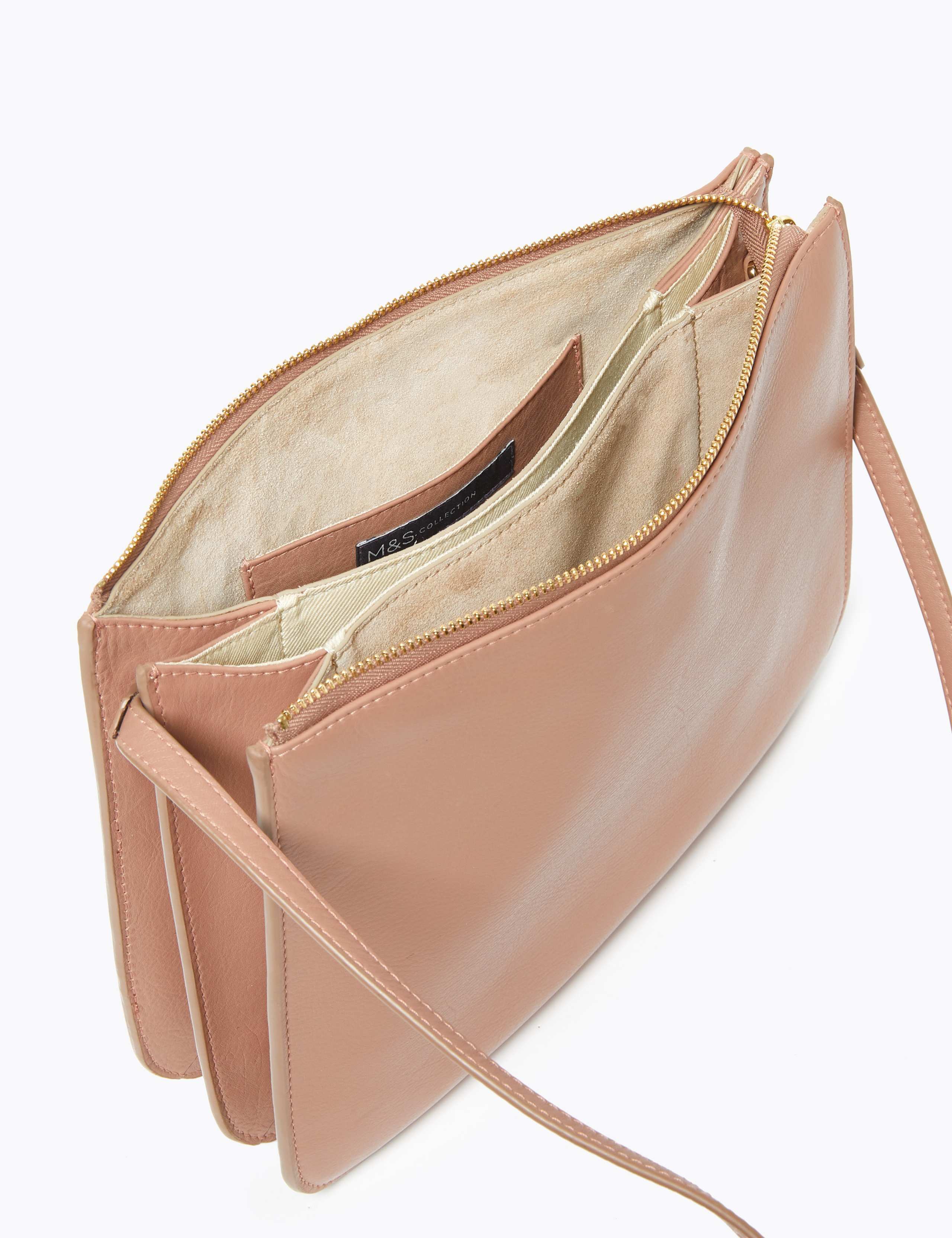 Leather 3 Part Construction Cross Body Bag 5 of 6