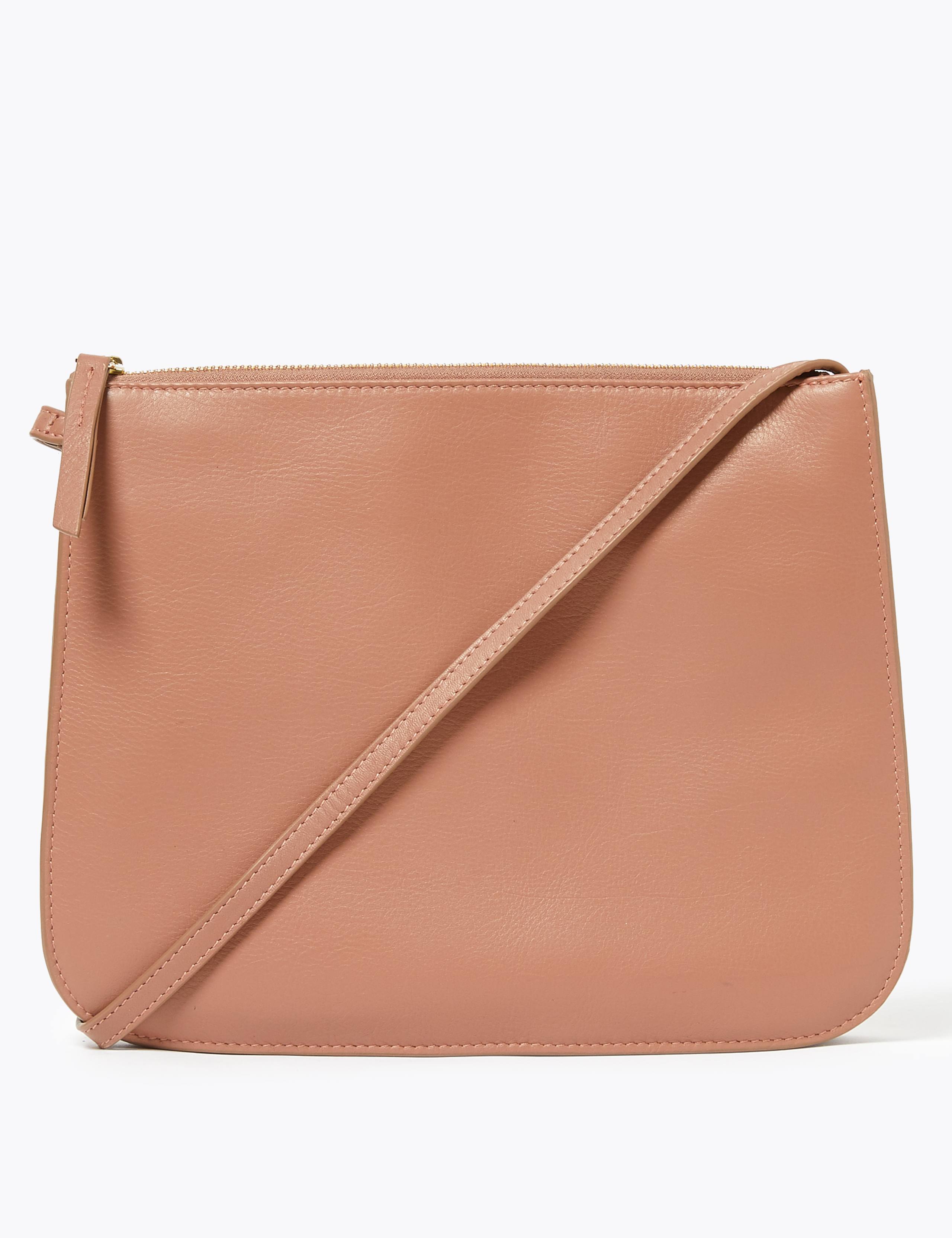 Leather 3 Part Construction Cross Body Bag 2 of 6