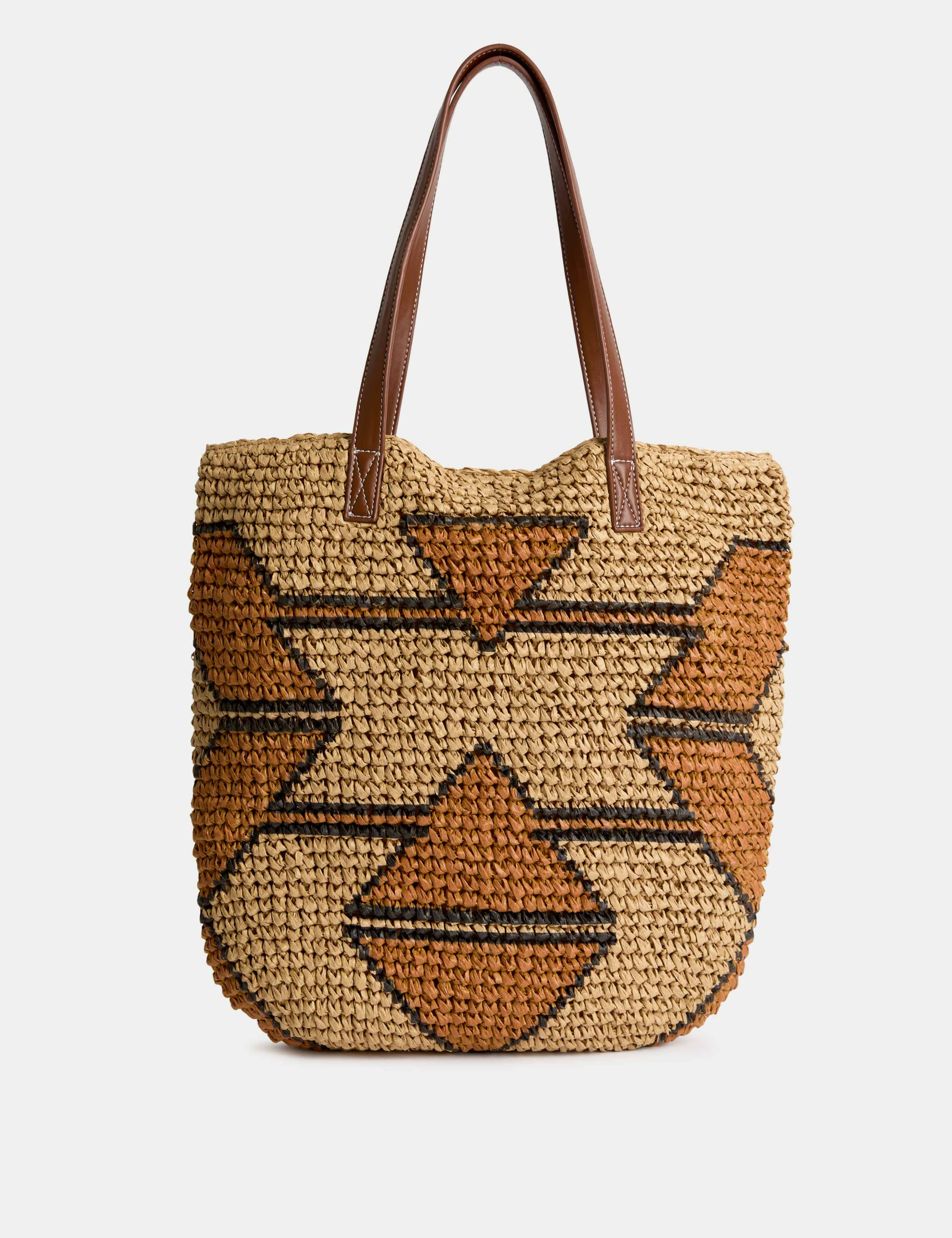 Striped Straw Tote Bag 3 of 4