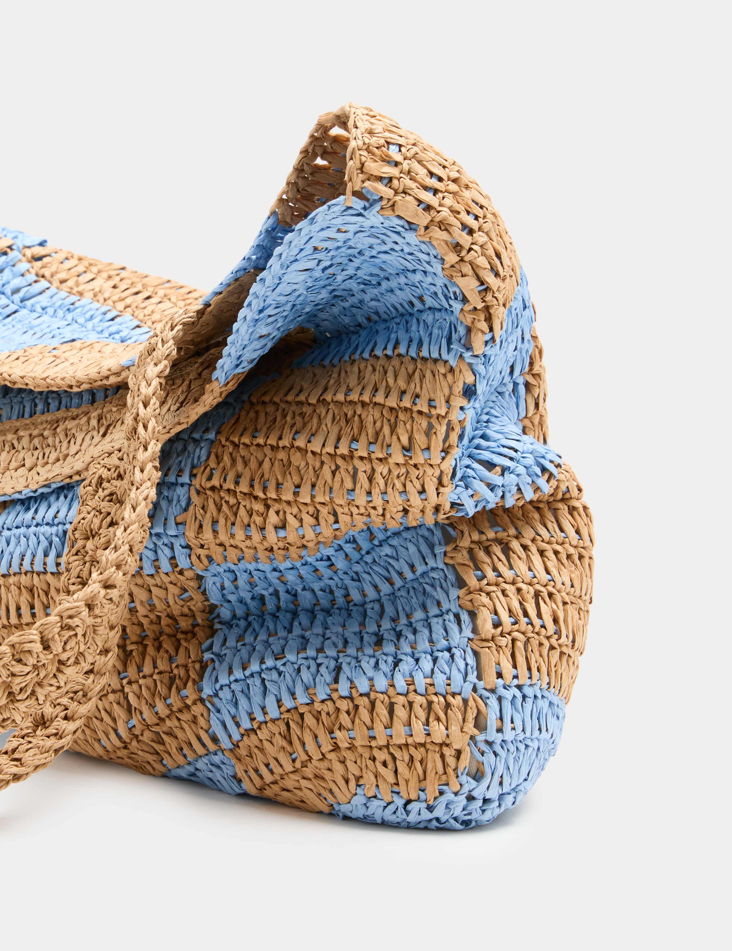 Straw Checkerboard Tote Bag 2 of 4