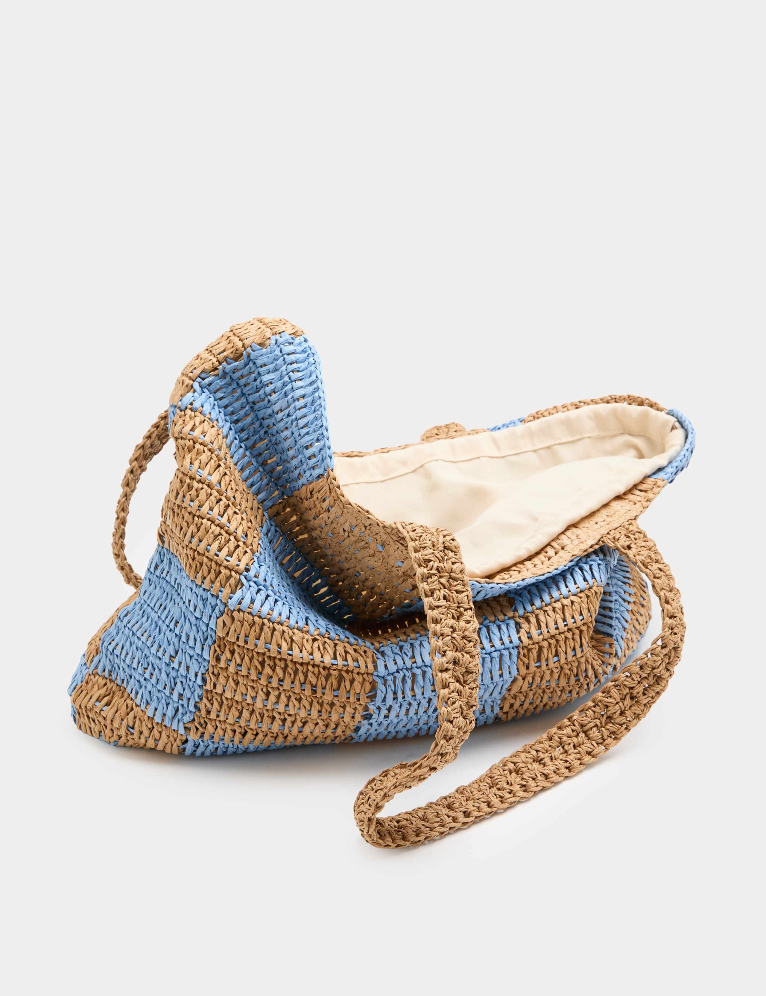 Straw Checkerboard Tote Bag 4 of 4