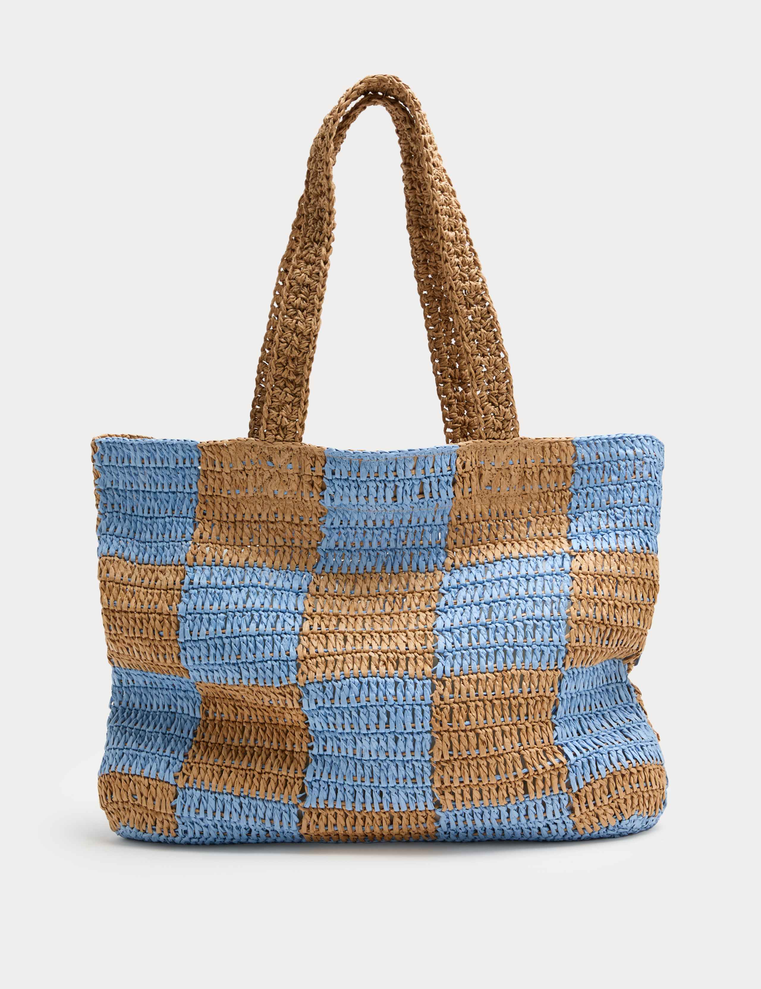 Straw Checkerboard Tote Bag 1 of 4