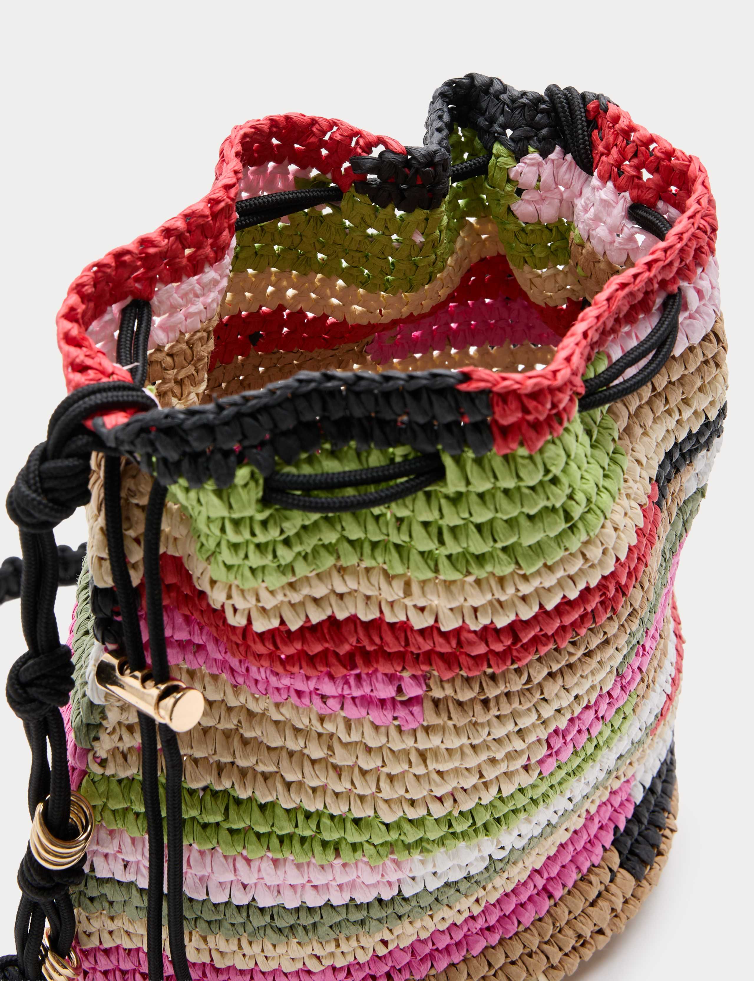 Straw Multicolour Striped Bucket Bag 3 of 3