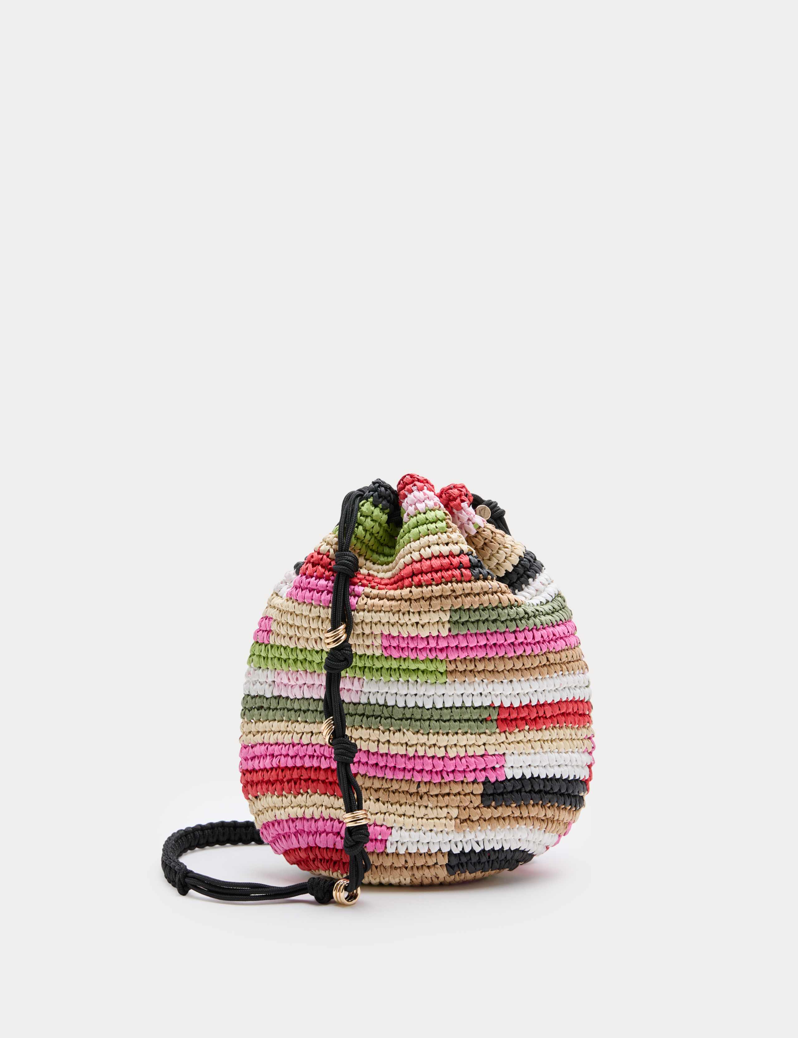 Straw Multicolour Striped Bucket Bag 2 of 3