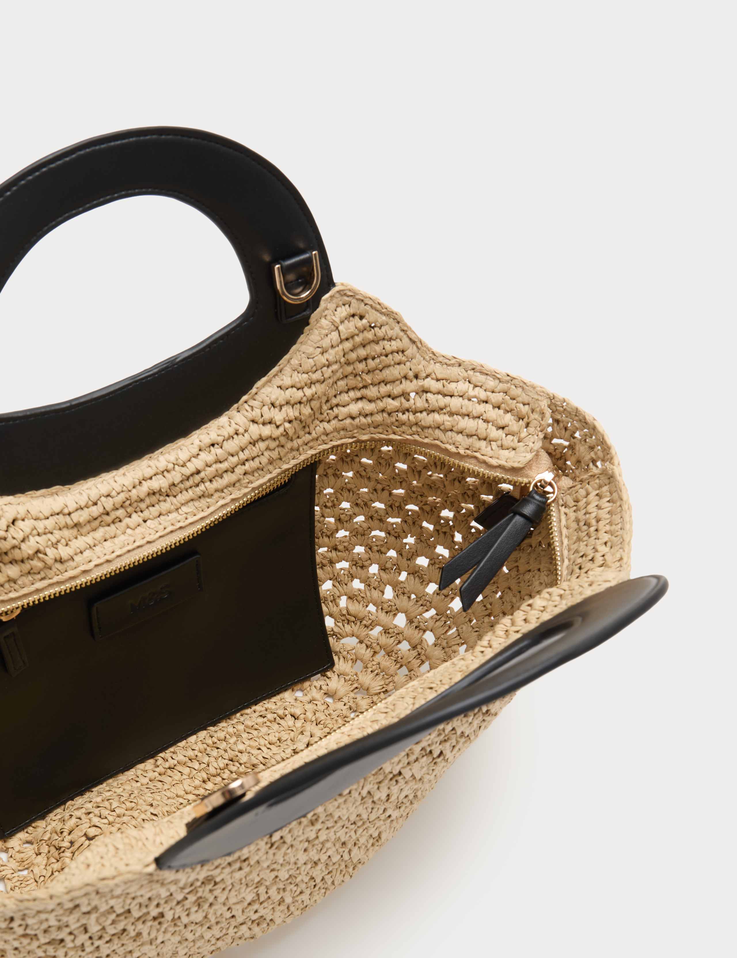 Straw Ring Detail Basket Tote 3 of 3