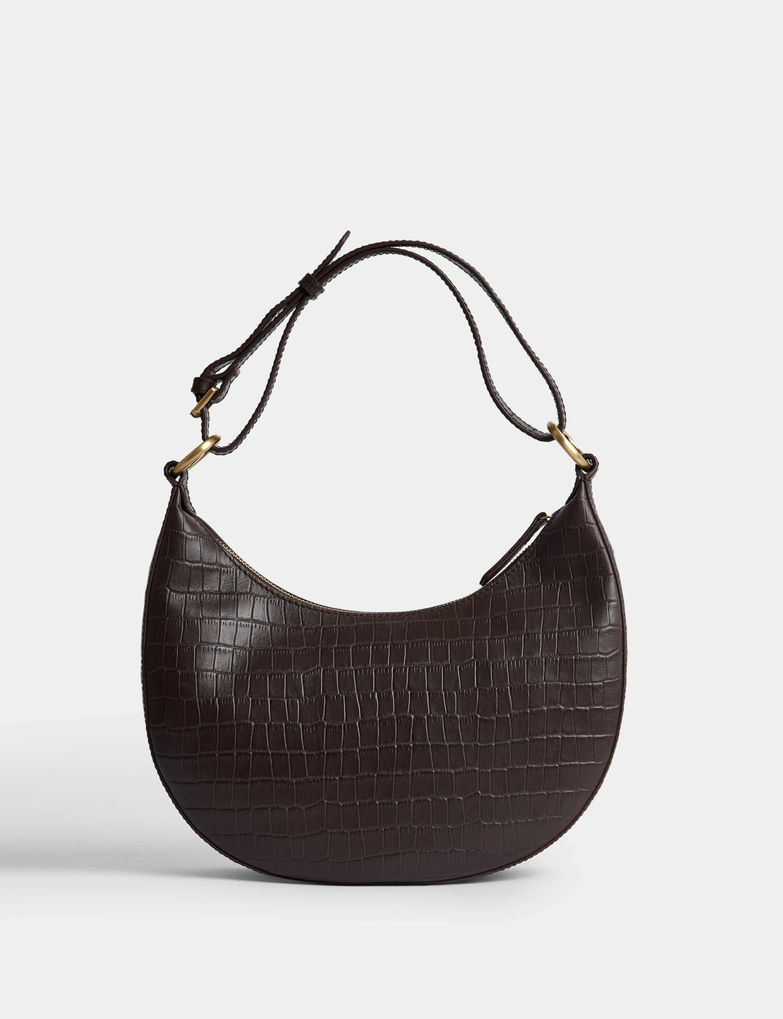 Leather Croc Effect Shoulder Bag 3 of 4
