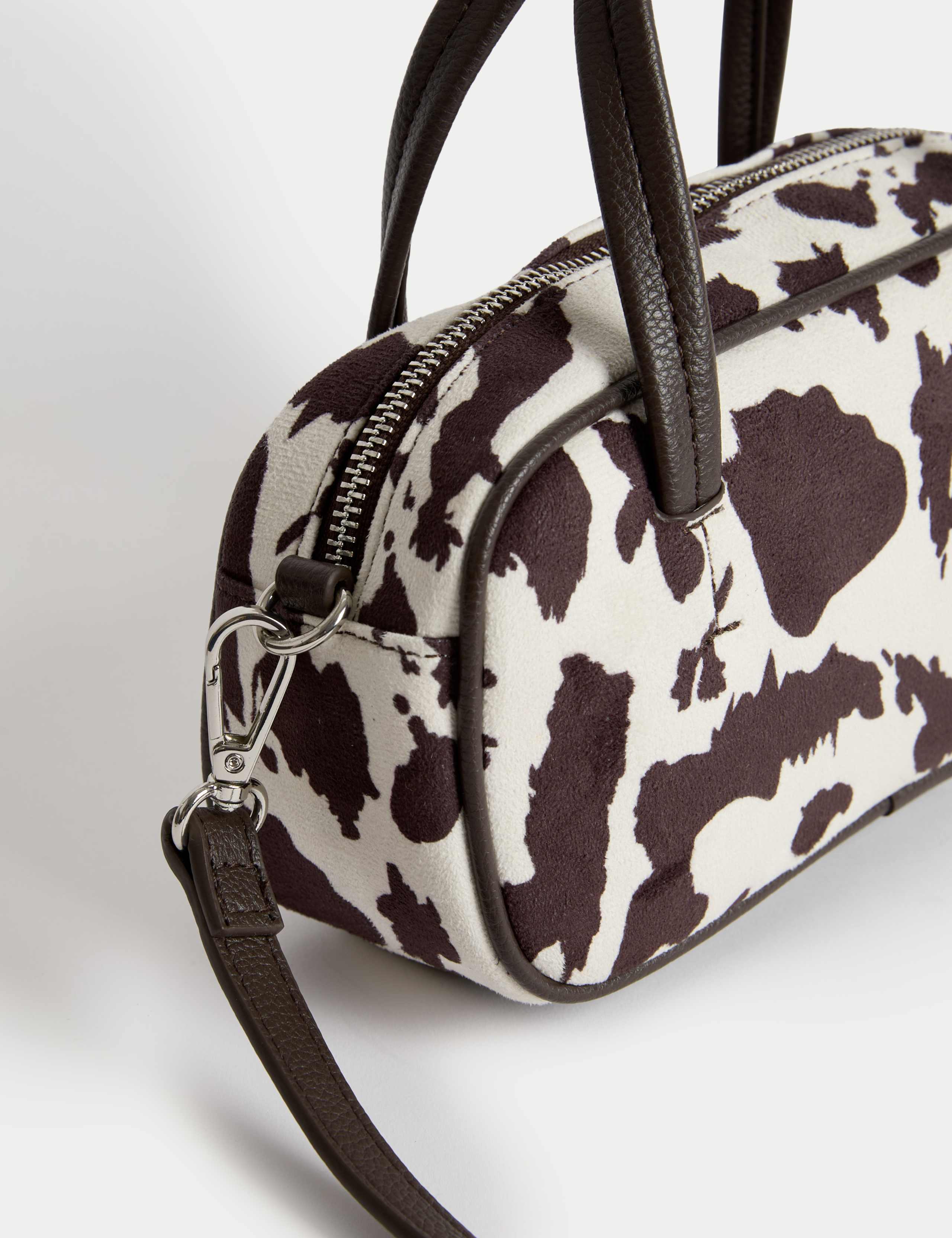 Suedette Mini Bowler Cross Body Bag 2 of 4